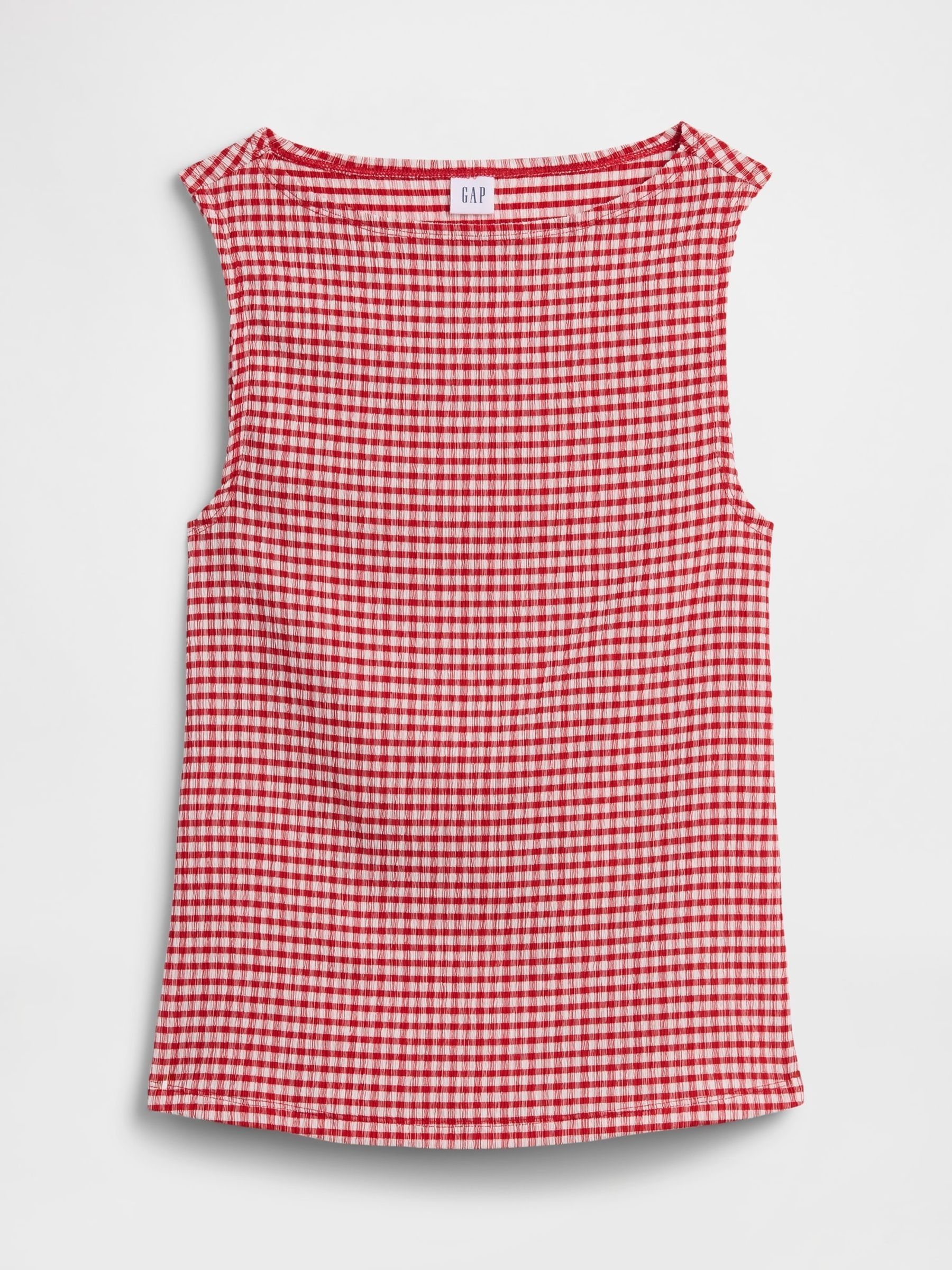 Red Gingham Boatneck Vest - Image 5 of 5 Red Gingham Boatneck Vest - Image 5 of 5