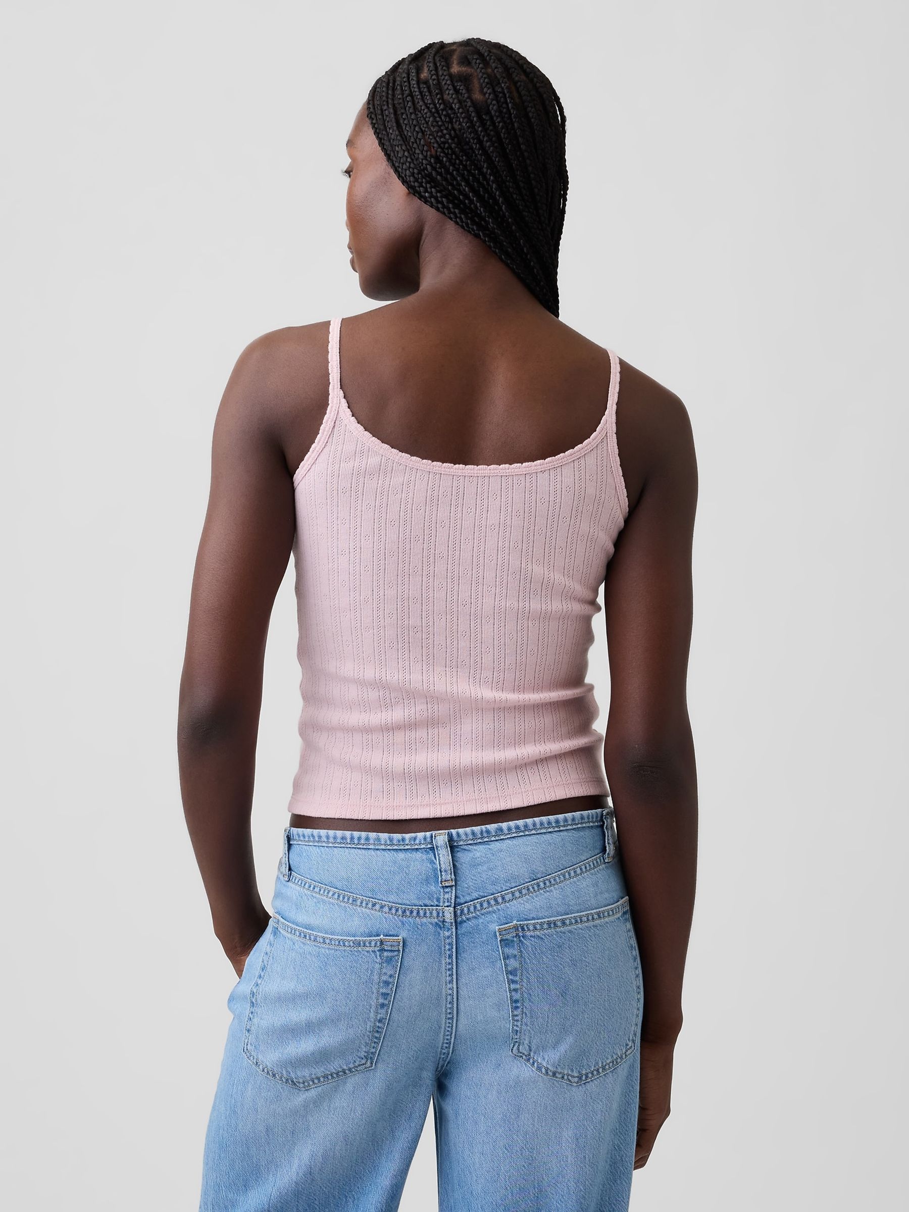 Pink Pointelle Crop Cami Top - Image 2 of 3