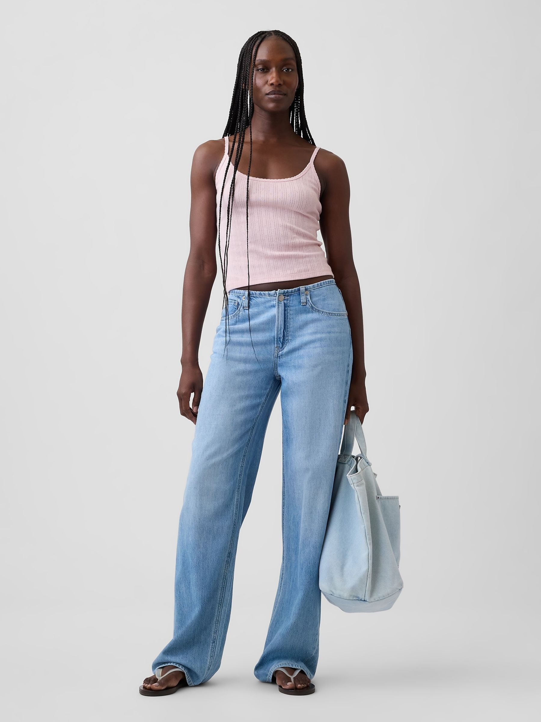 Pink Pointelle Crop Cami Top - Image 3 of 3 Pink Pointelle Crop Cami Top - Image 3 of 3