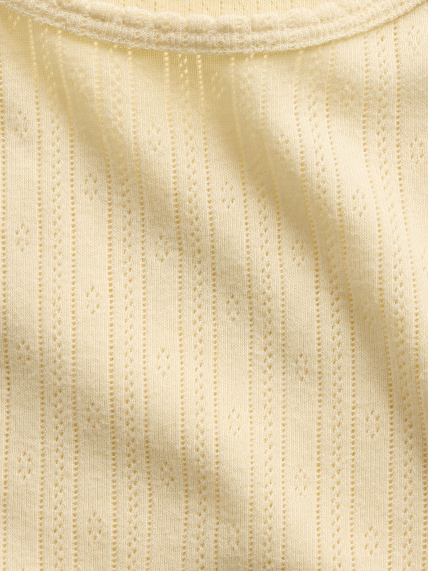 Yellow Pointelle Crop Scoop Neck Cami - Image 4 of 4 Yellow Pointelle Crop Scoop Neck Cami - Image 4 of 4