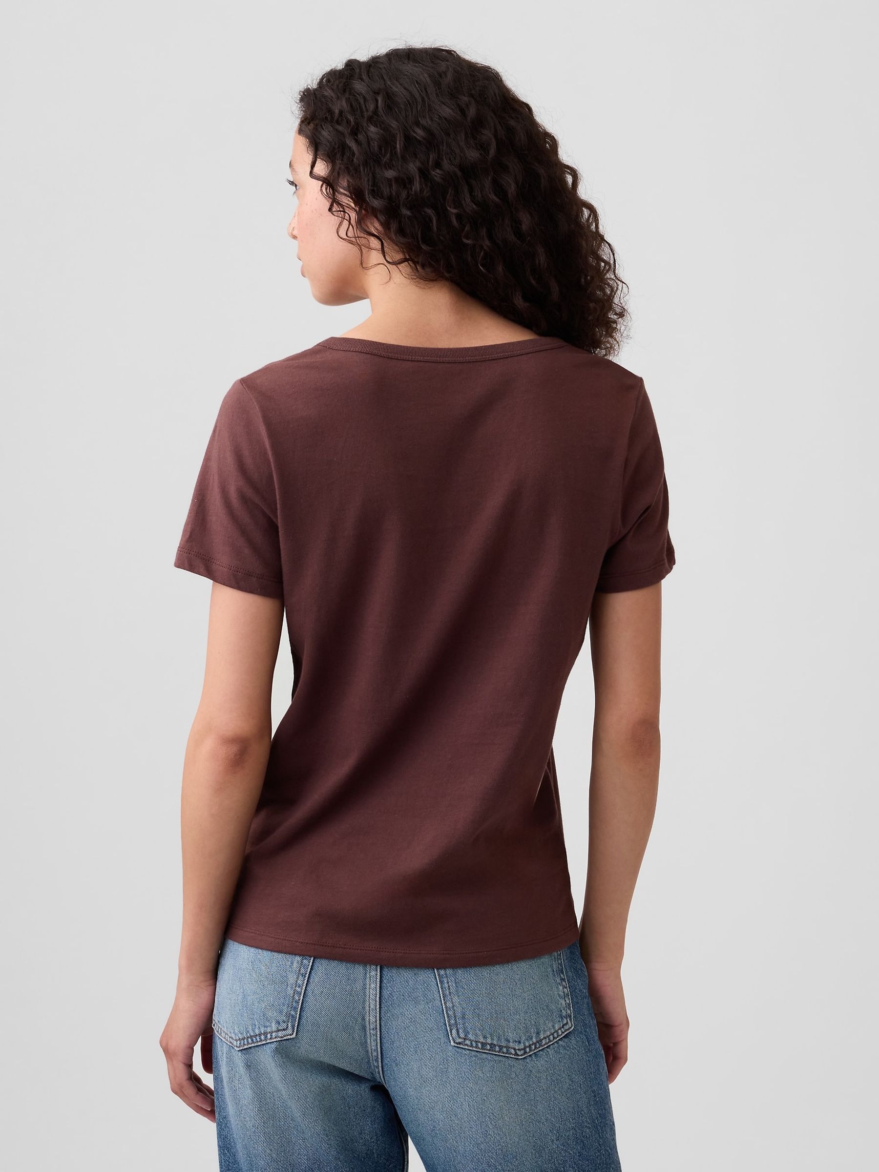 Brown Favourite V-Neck Short Sleeve T-Shirt - Image 2 of 5 Brown Favourite V-Neck Short Sleeve T-Shirt - Image 2 of 5