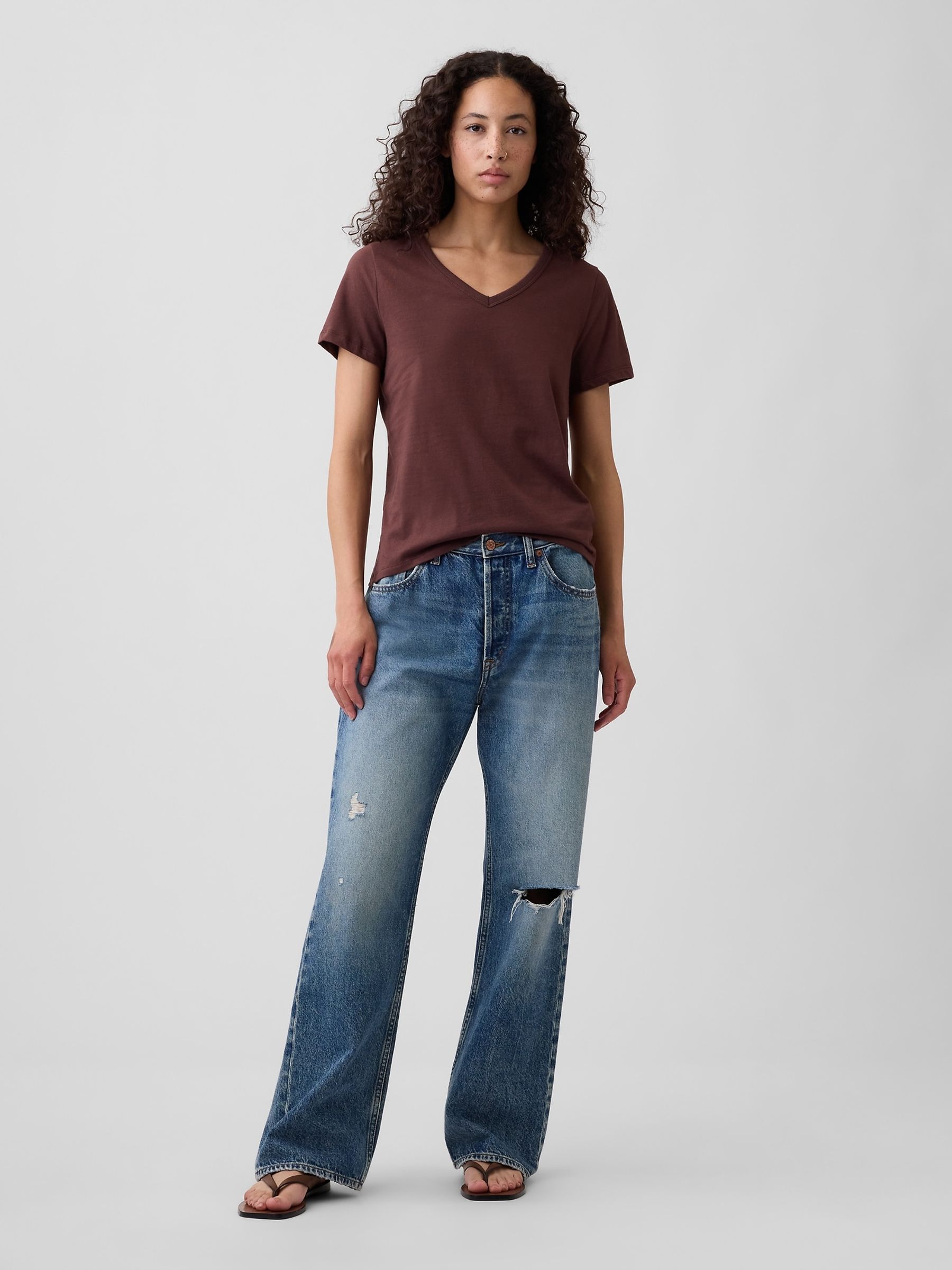 Brown Favourite V-Neck Short Sleeve T-Shirt - Image 3 of 5