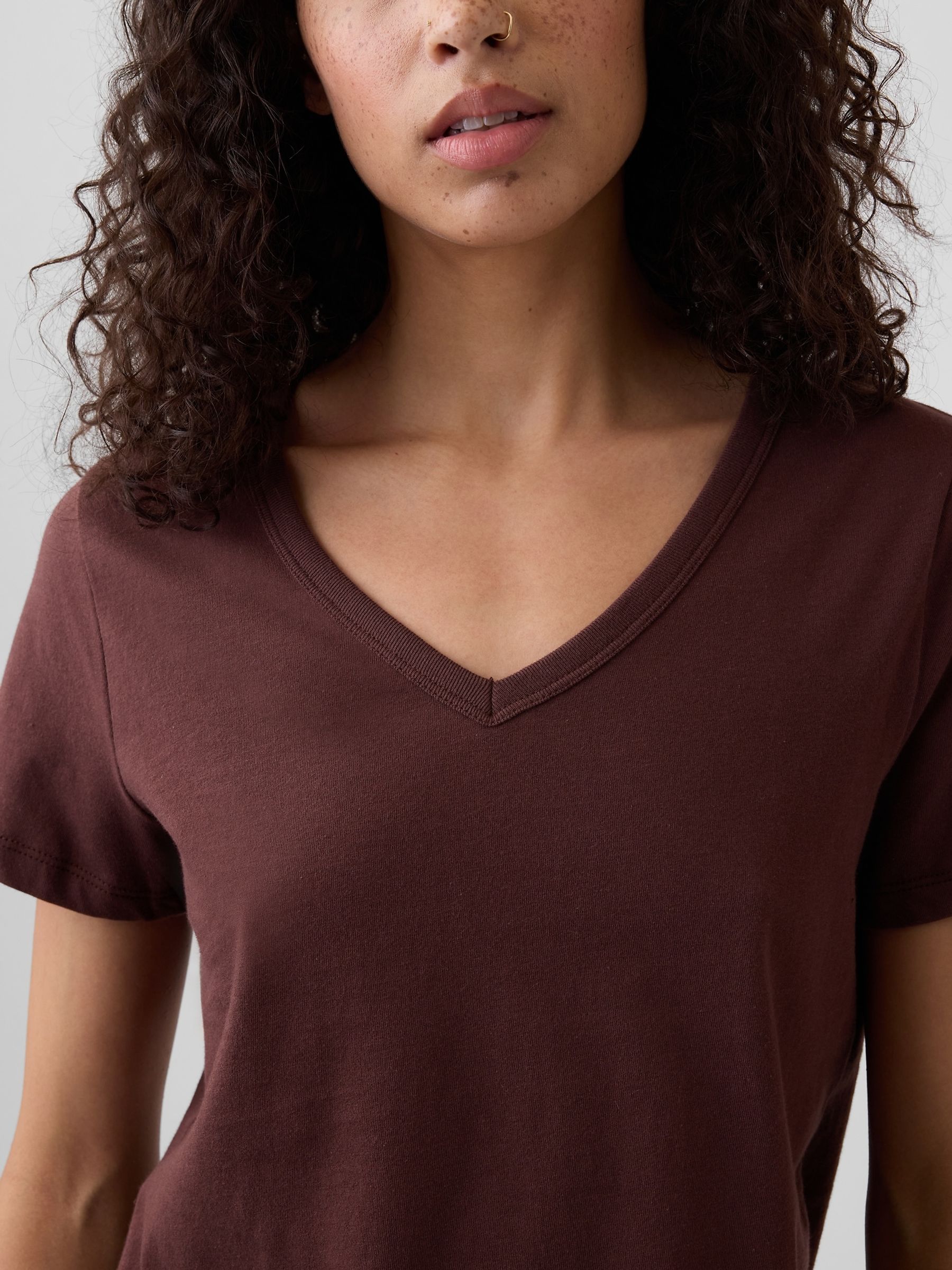 Brown Favourite V-Neck Short Sleeve T-Shirt - Image 4 of 5