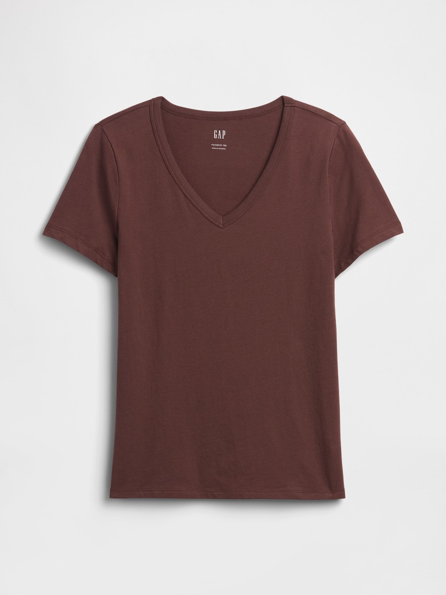 Brown Favourite V-Neck Short Sleeve T-Shirt - Image 5 of 5