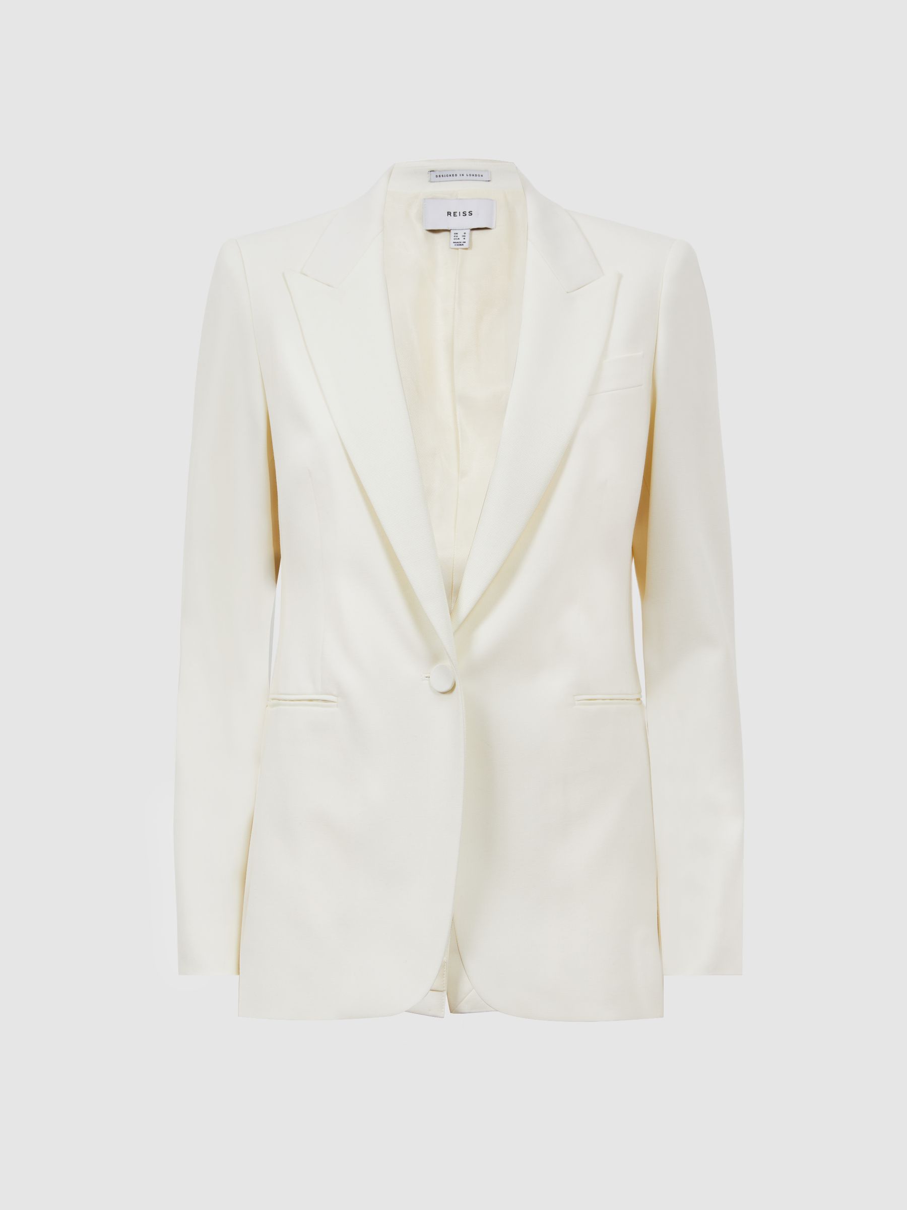 Tailored Fit Single Breasted Wool Suit Blazer in Off White - Image 2 of 6