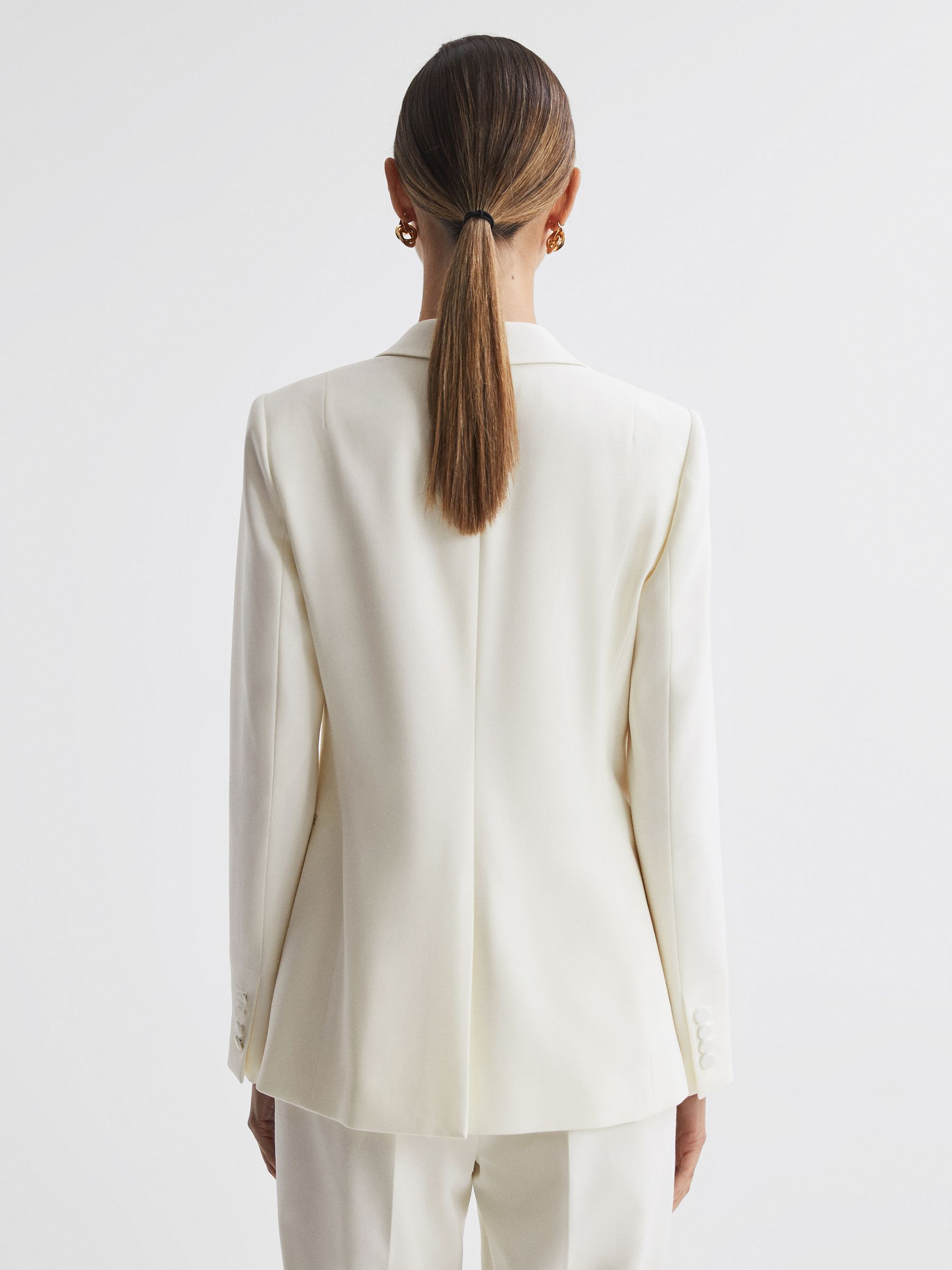 Tailored Fit Single Breasted Wool Suit Blazer in Off White - Image 5 of 6