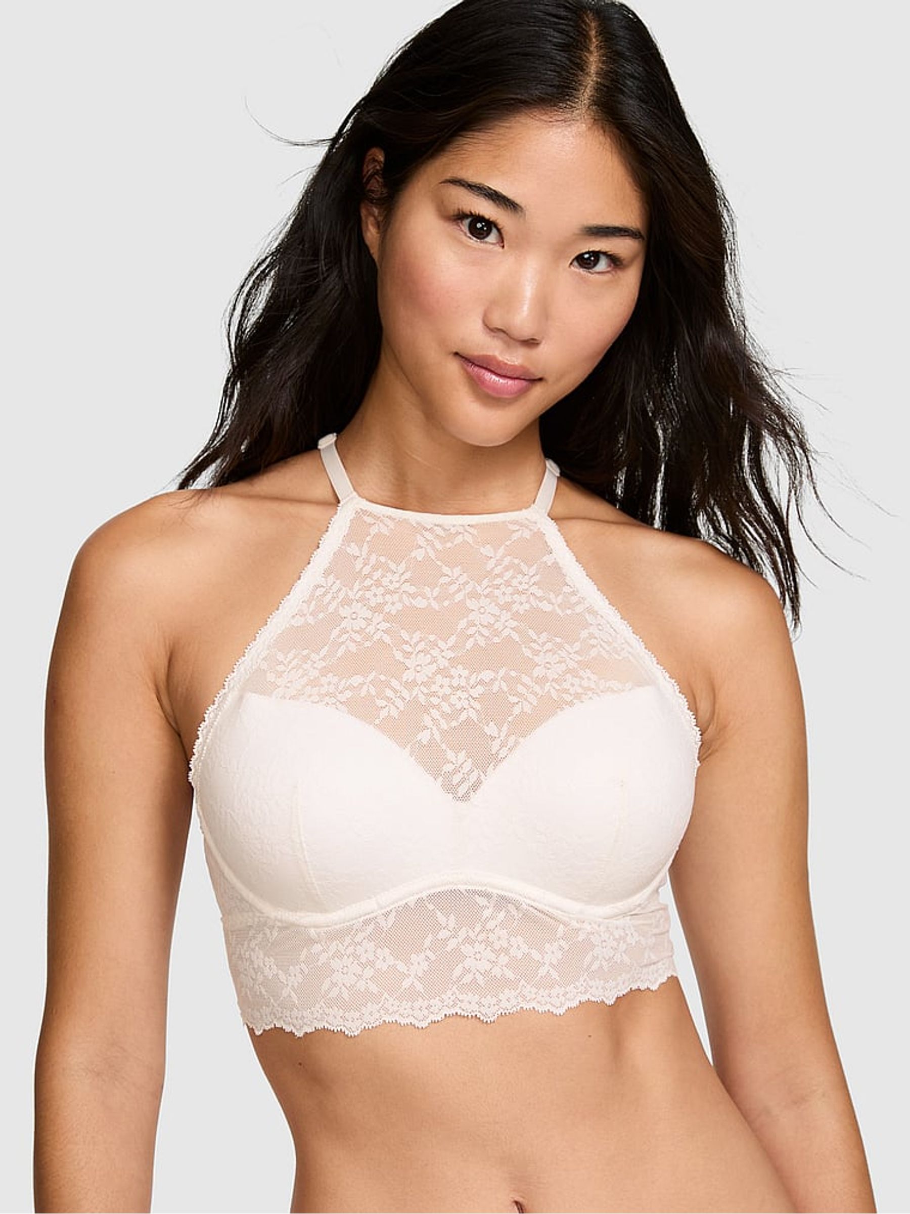 Coconut White Push Up Lace High Neck Bralette - Image 1 of 2 Coconut White Push Up Lace High Neck Bralette - Image 1 of 2