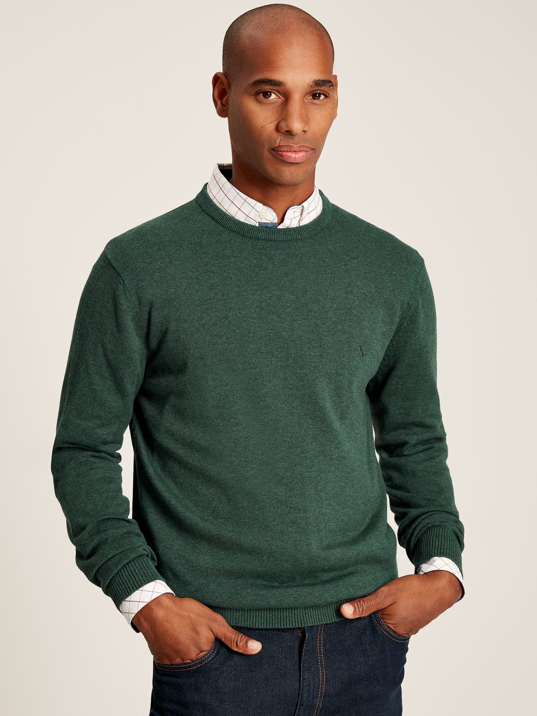 Jarvis Green Cotton Crew Neck Jumper - Image 1 of 6