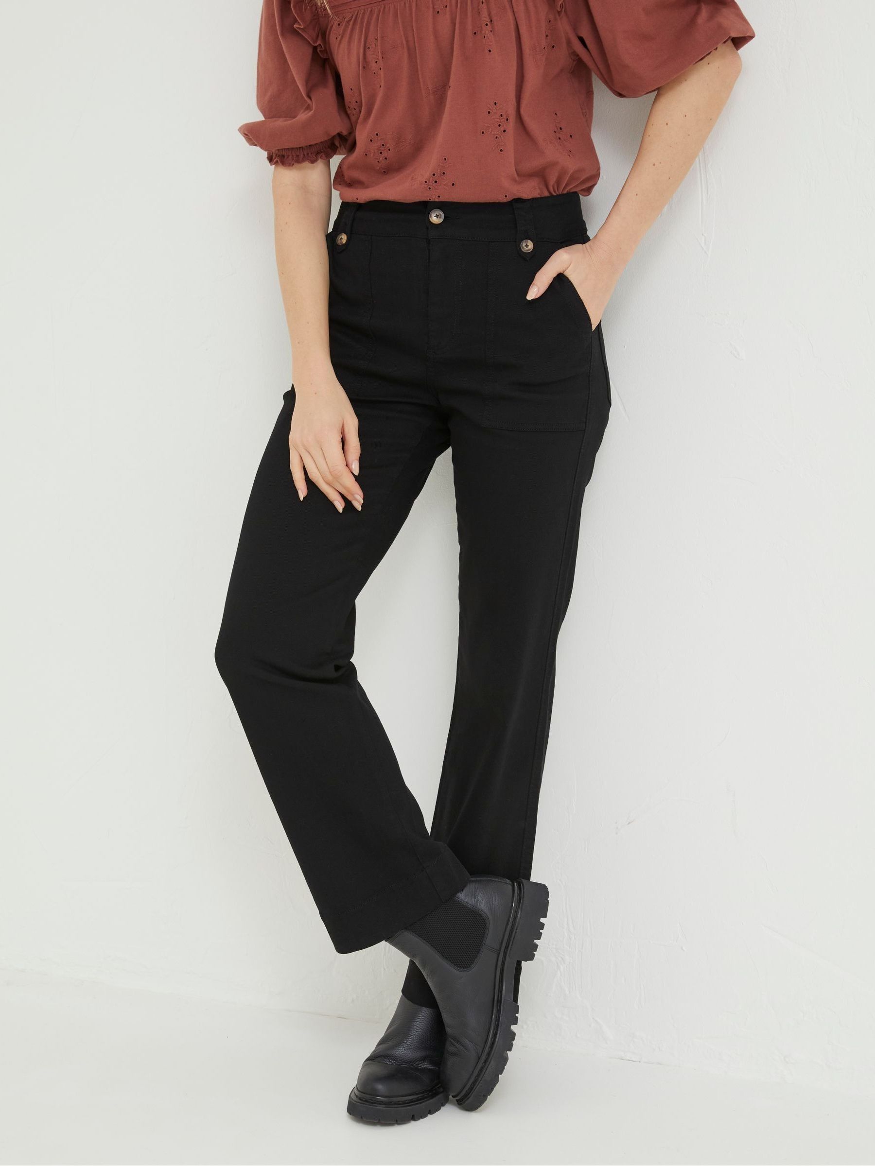 Black Canvas Ripley Wide Leg Trousers - Image 1 of 4