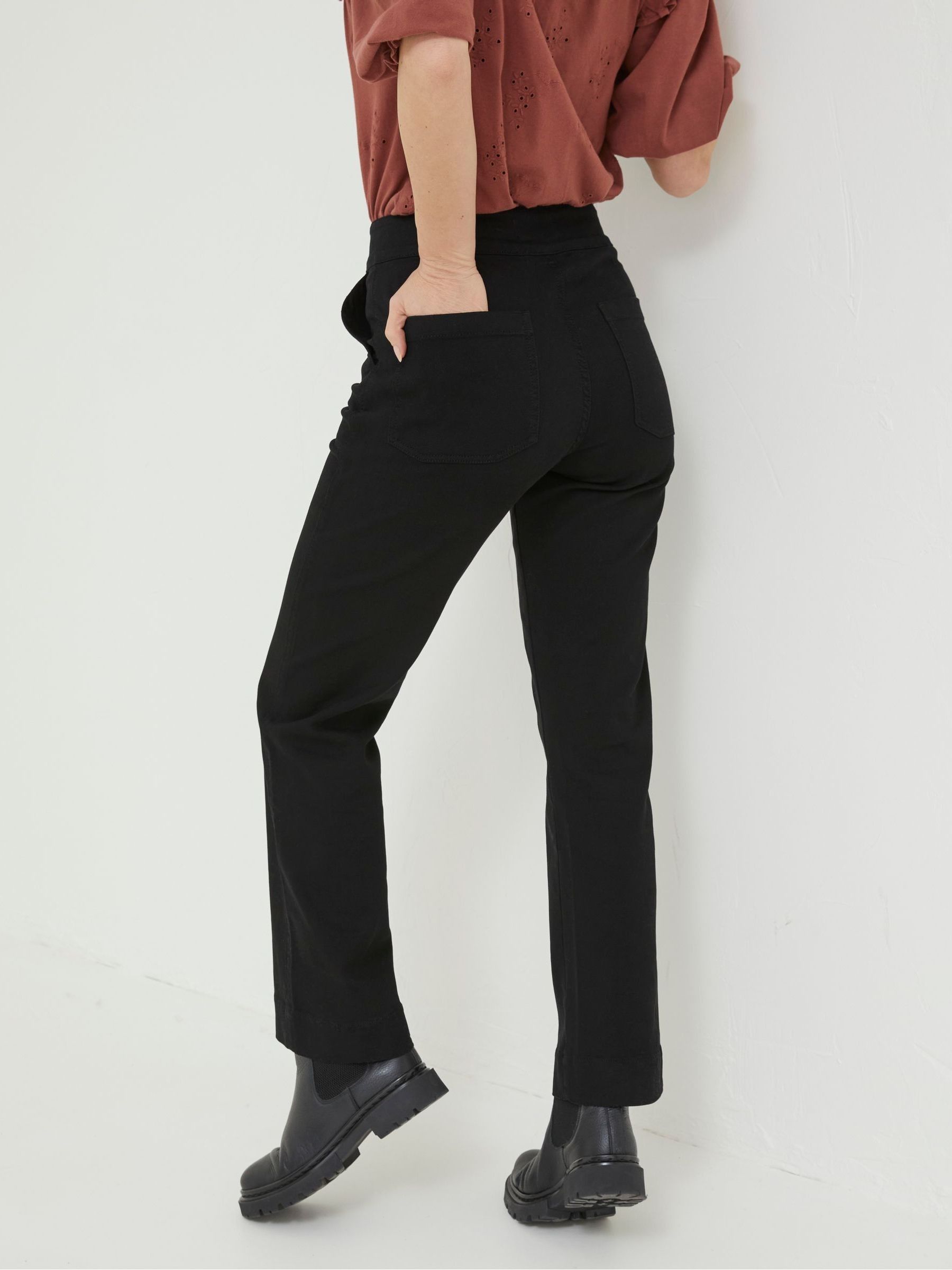 Black Canvas Ripley Wide Leg Trousers - Image 2 of 4