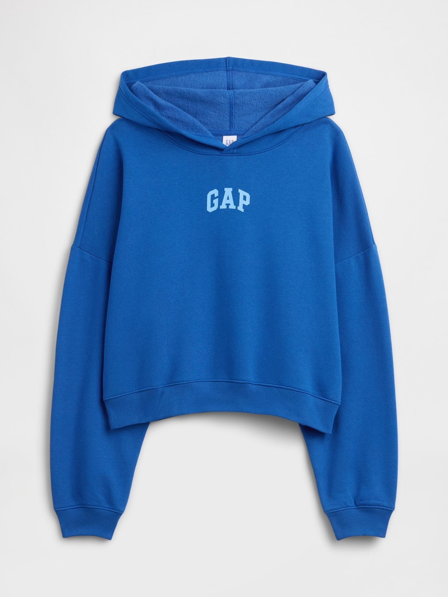 Blue Relaxed Mini-Logo Cropped Hoodie - Image 5 of 5