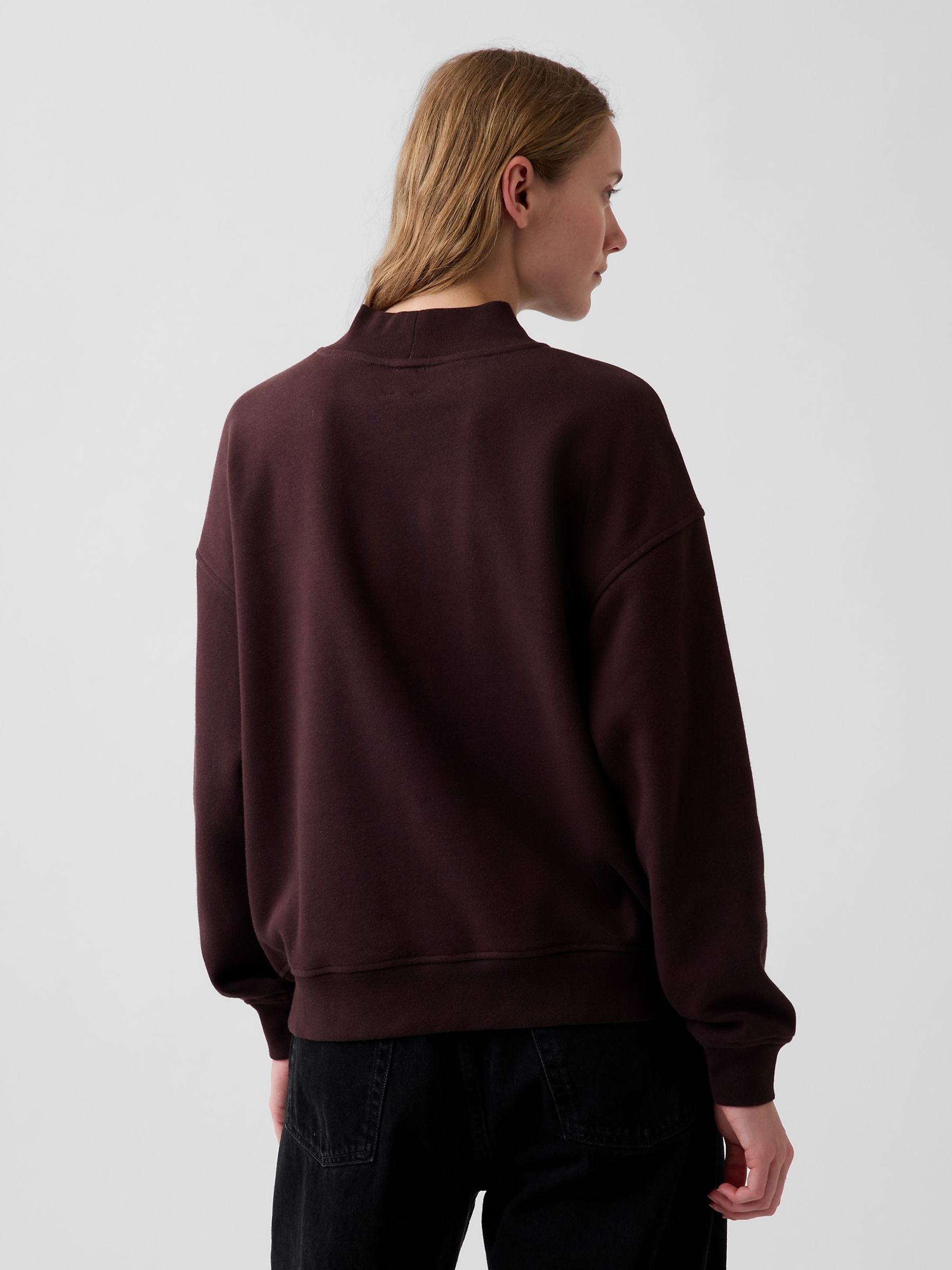 Brown VintageSoft Oversized Mock Neck Logo Sweatshirt - Image 2 of 5
