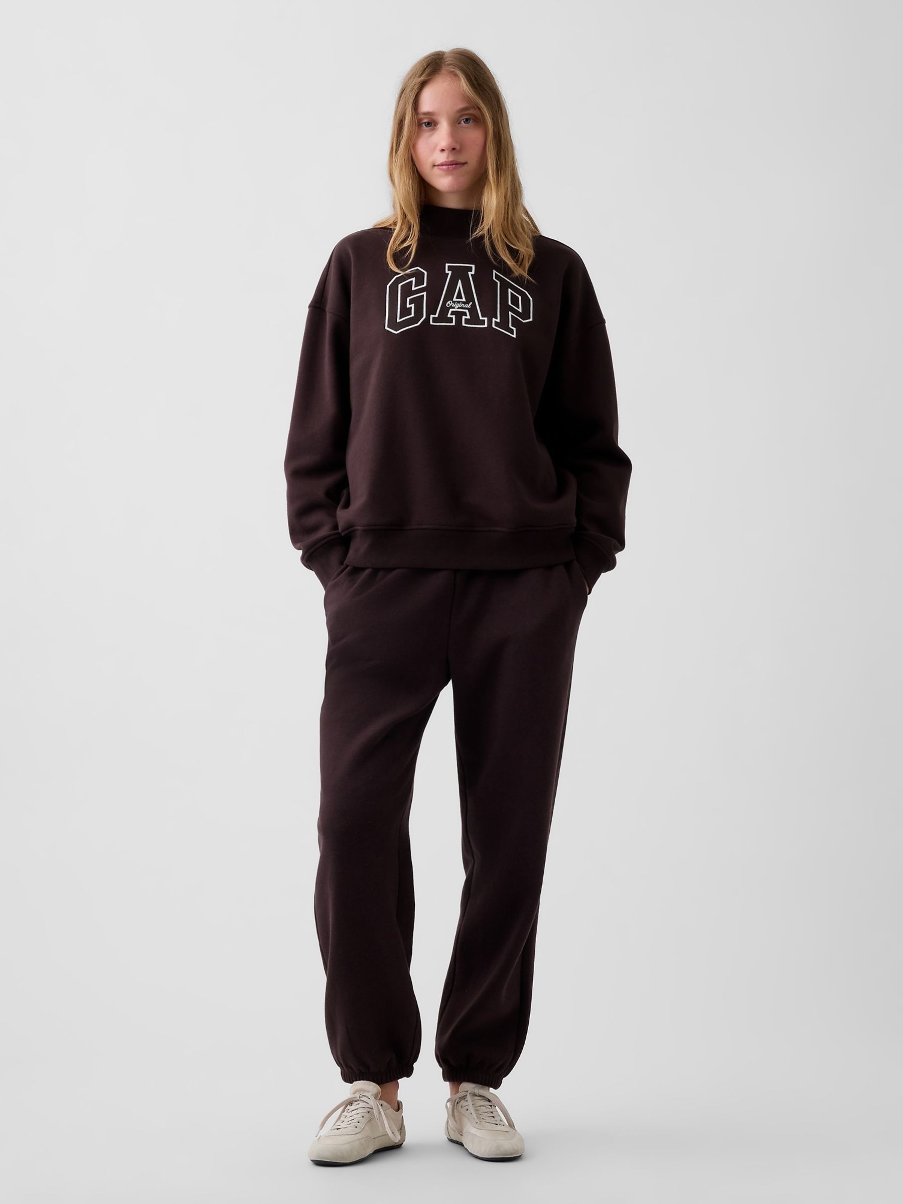 Brown VintageSoft Oversized Mock Neck Logo Sweatshirt - Image 3 of 5