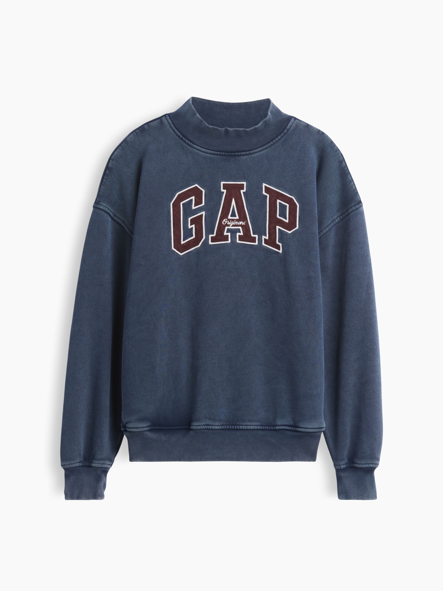 Washed Blue VintageSoft Oversized Mock Neck Logo Sweatshirt - Image 1 of 1 Washed Blue VintageSoft Oversized Mock Neck Logo Sweatshirt - Image 1 of 1