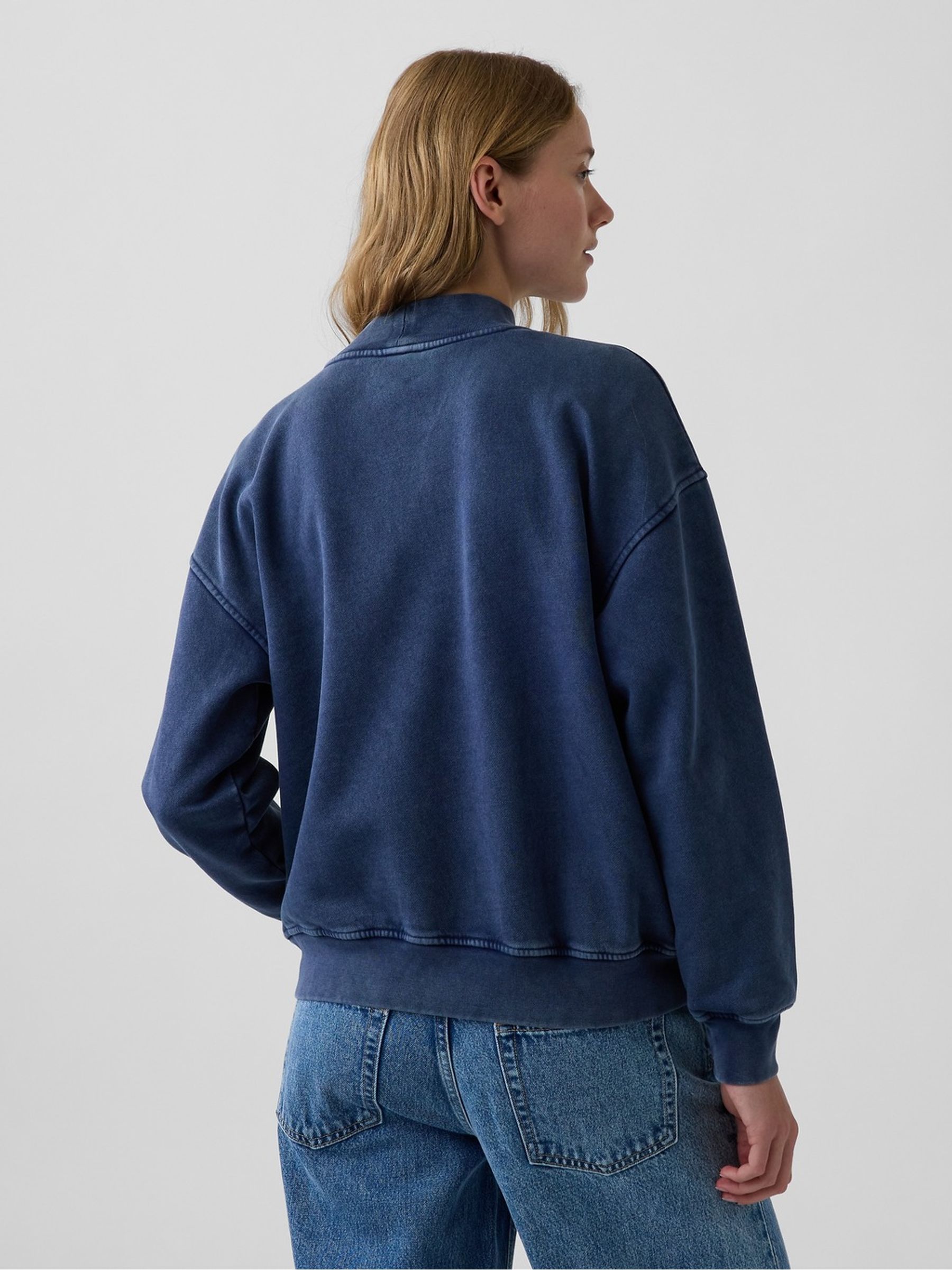 Washed Blue VintageSoft Oversized Mock Neck Logo Sweatshirt - Image 3 of 5