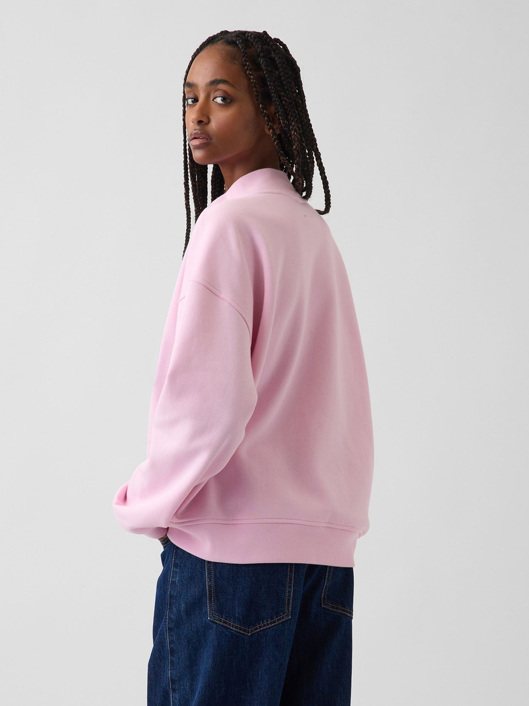 Pink VintageSoft Oversized Mock Neck Logo Sweatshirt - Image 2 of 5