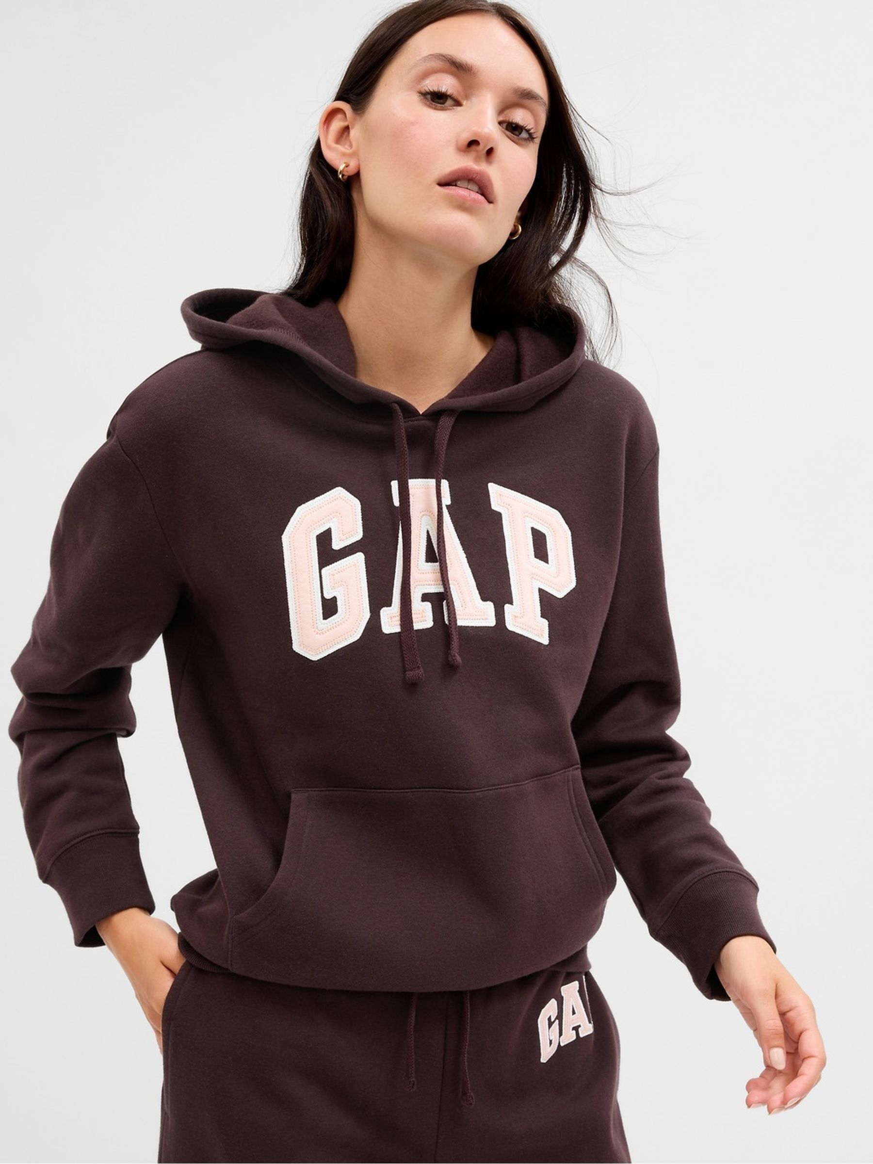 Brown/Pink Relaxed Logo Hoodie - Image 1 of 2