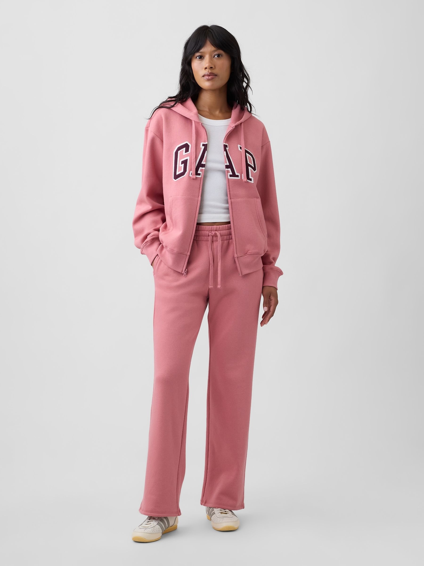 Pink/Burgundy Relaxed Logo Zip-Up Hoodie - Image 3 of 5