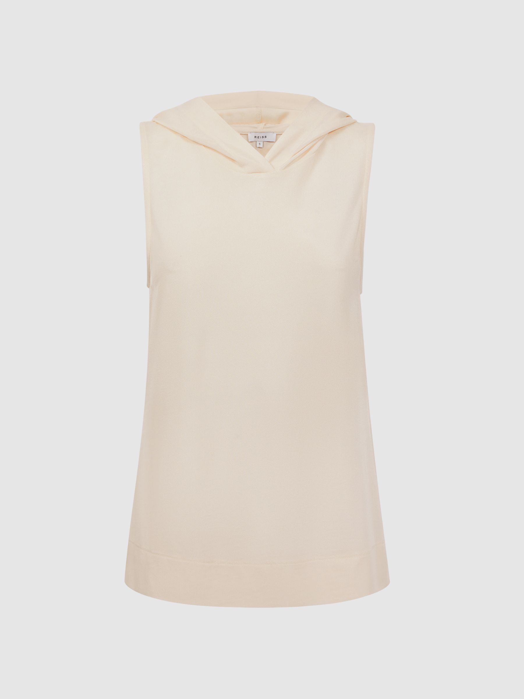 Relaxed Fit Sleeveless Hoodie in Cream - Image 2 of 4