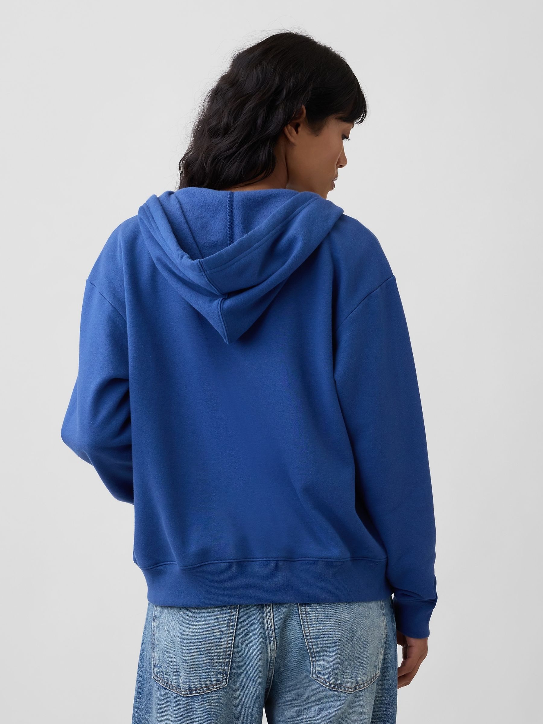 Blue/Navy Floral Relaxed Logo Zip-Up Hoodie - Image 2 of 5 Blue/Navy Floral Relaxed Logo Zip-Up Hoodie - Image 2 of 5