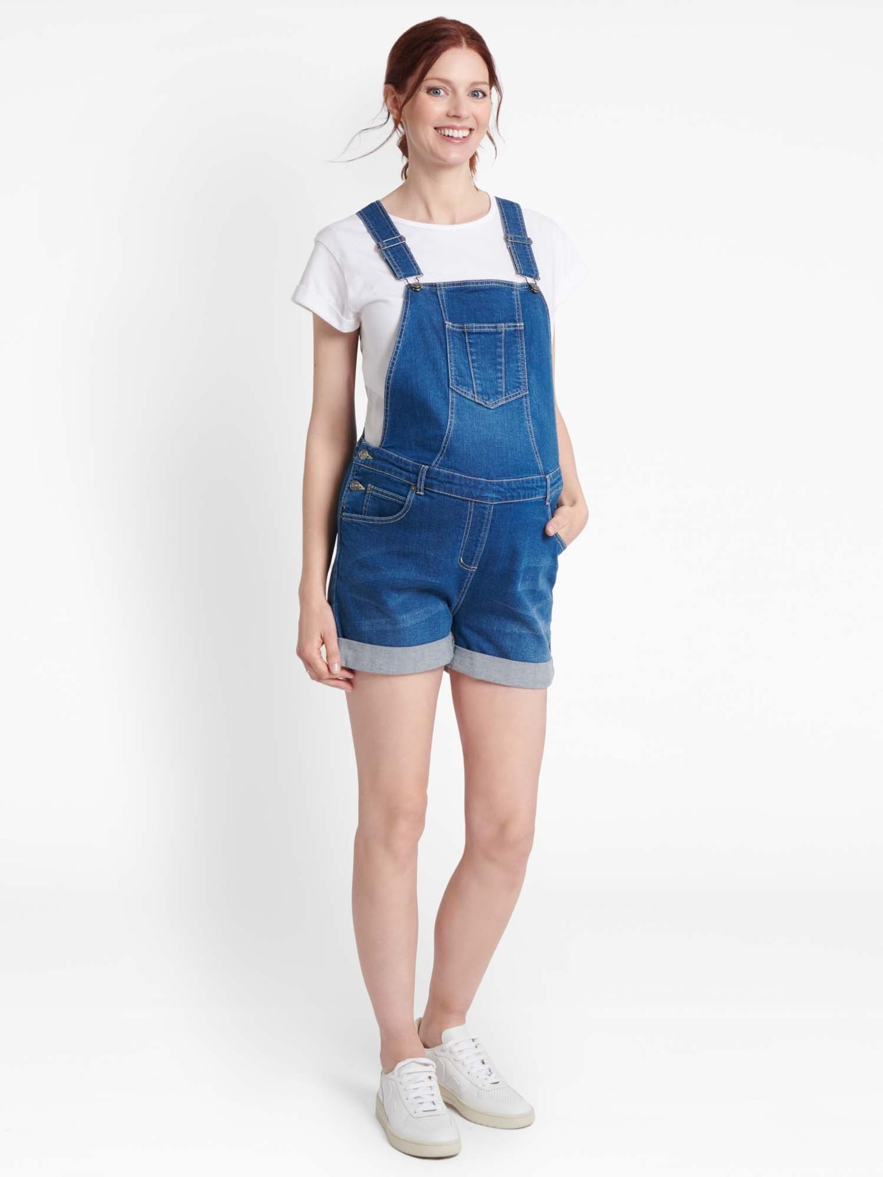 Mid Wash Blue Denim Short Maternity Dungarees - Image 5 of 5