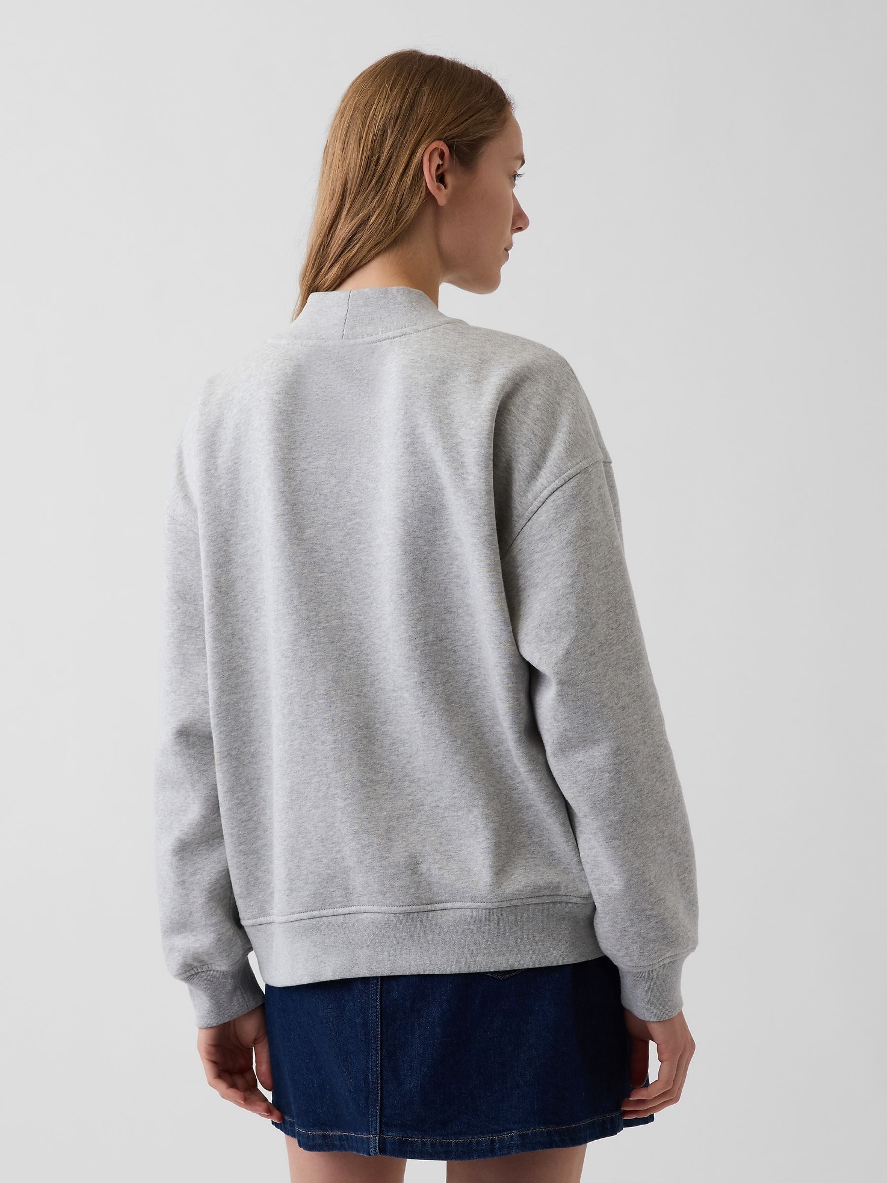 Grey VintageSoft Oversized Mock Neck Logo Sweatshirt - Image 2 of 5 Grey VintageSoft Oversized Mock Neck Logo Sweatshirt - Image 2 of 5