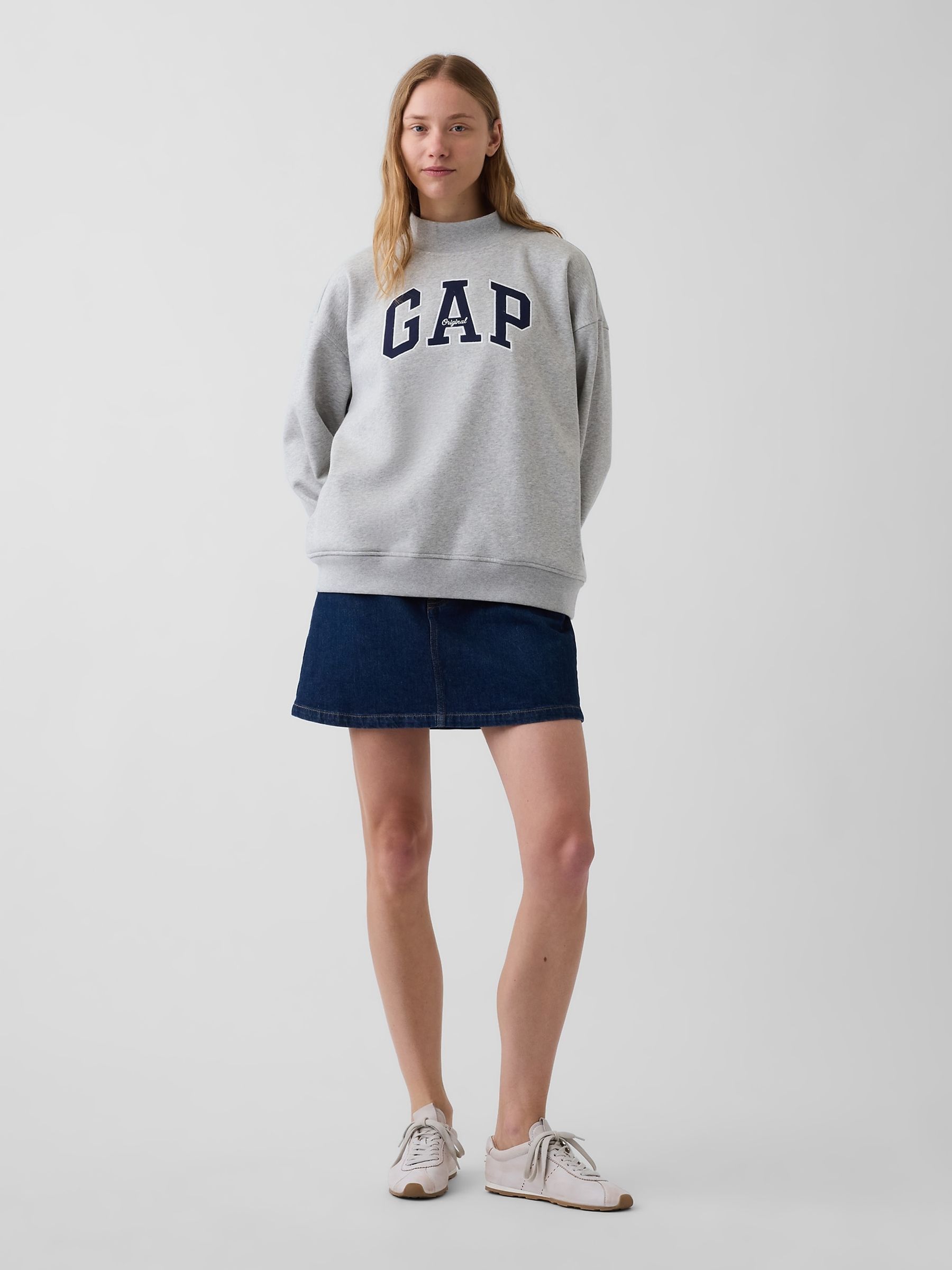 Grey VintageSoft Oversized Mock Neck Logo Sweatshirt - Image 3 of 5