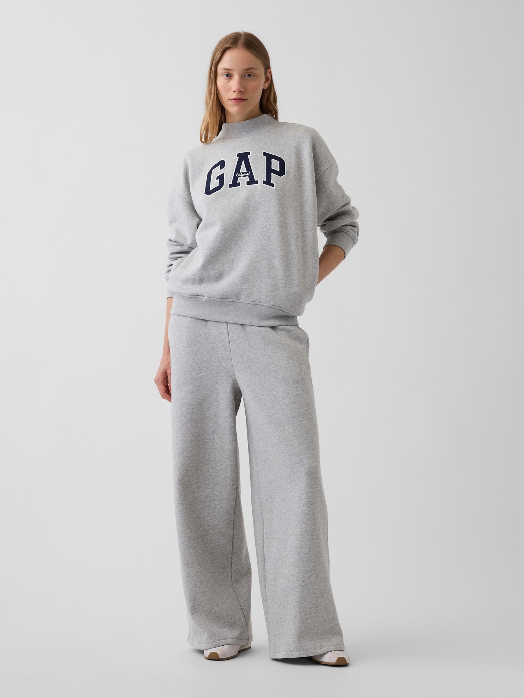 Grey VintageSoft Oversized Mock Neck Logo Sweatshirt - Image 4 of 5