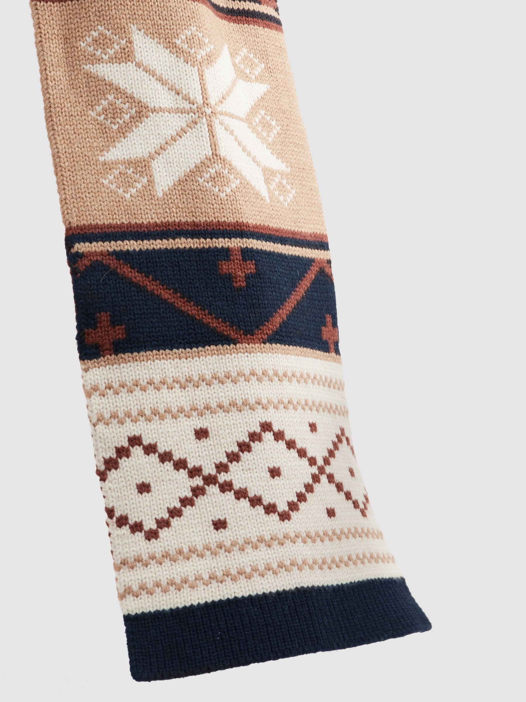 Fairisle Pattern Knitted Scarf in Navy Multi - Image 4 of 4