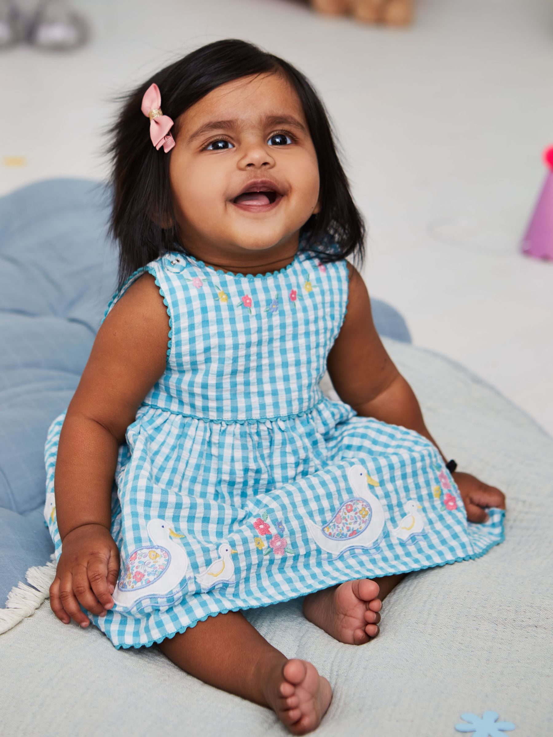 Duck Egg Girls' Duck Appliqué Gingham Dress - Image 1 of 4