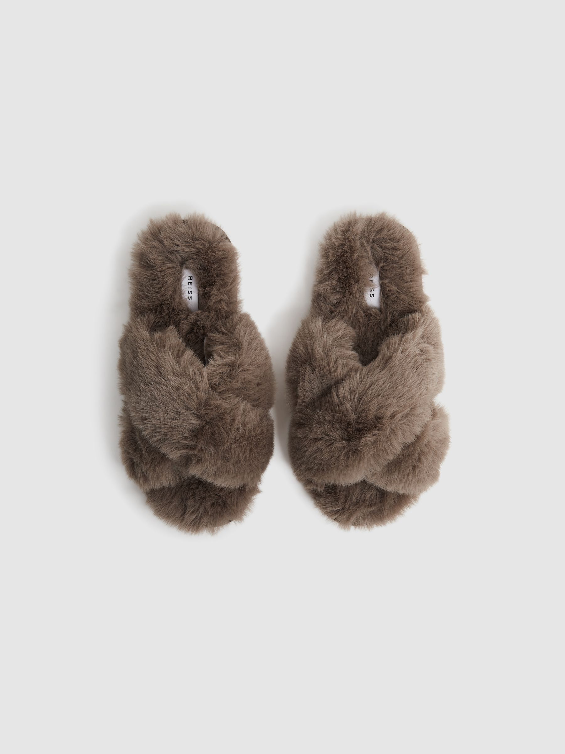 Faux Fur Slippers in Grey - Image 3 of 5