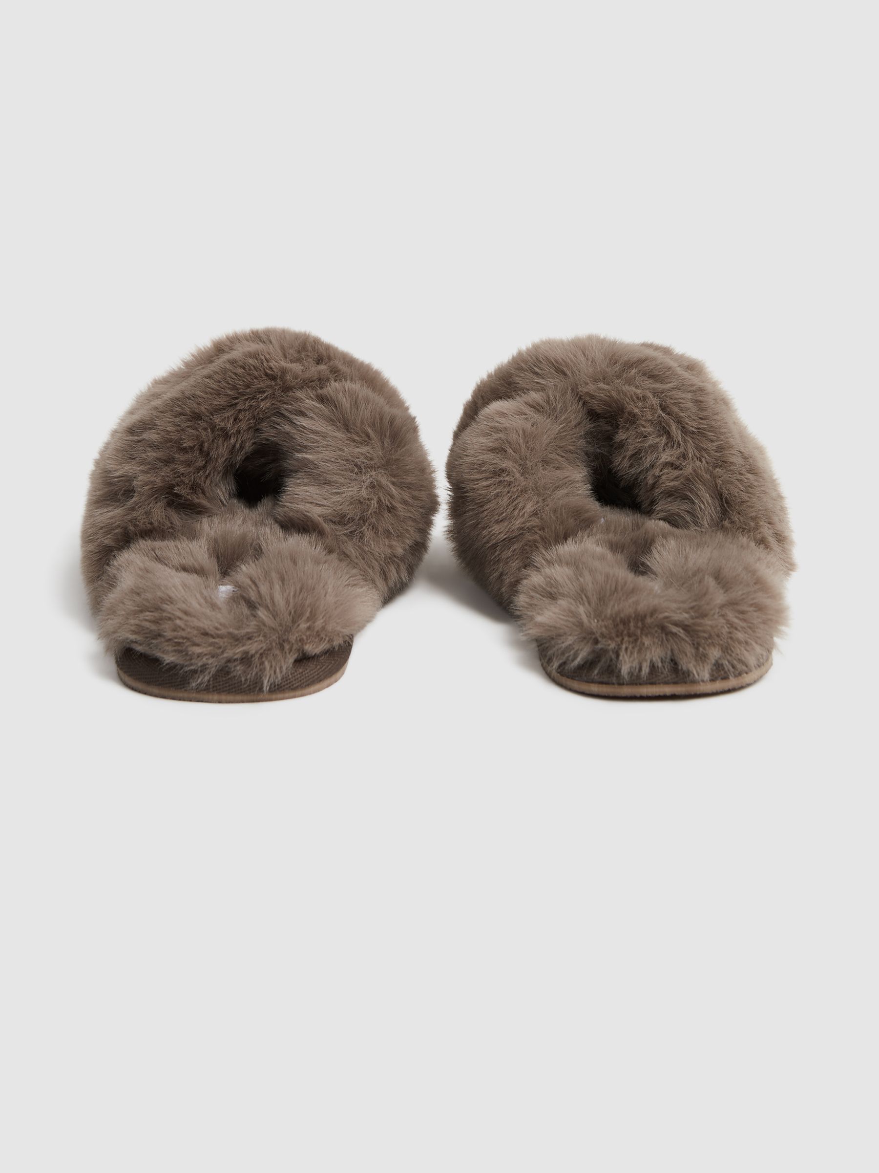 Faux Fur Slippers in Grey - Image 4 of 5