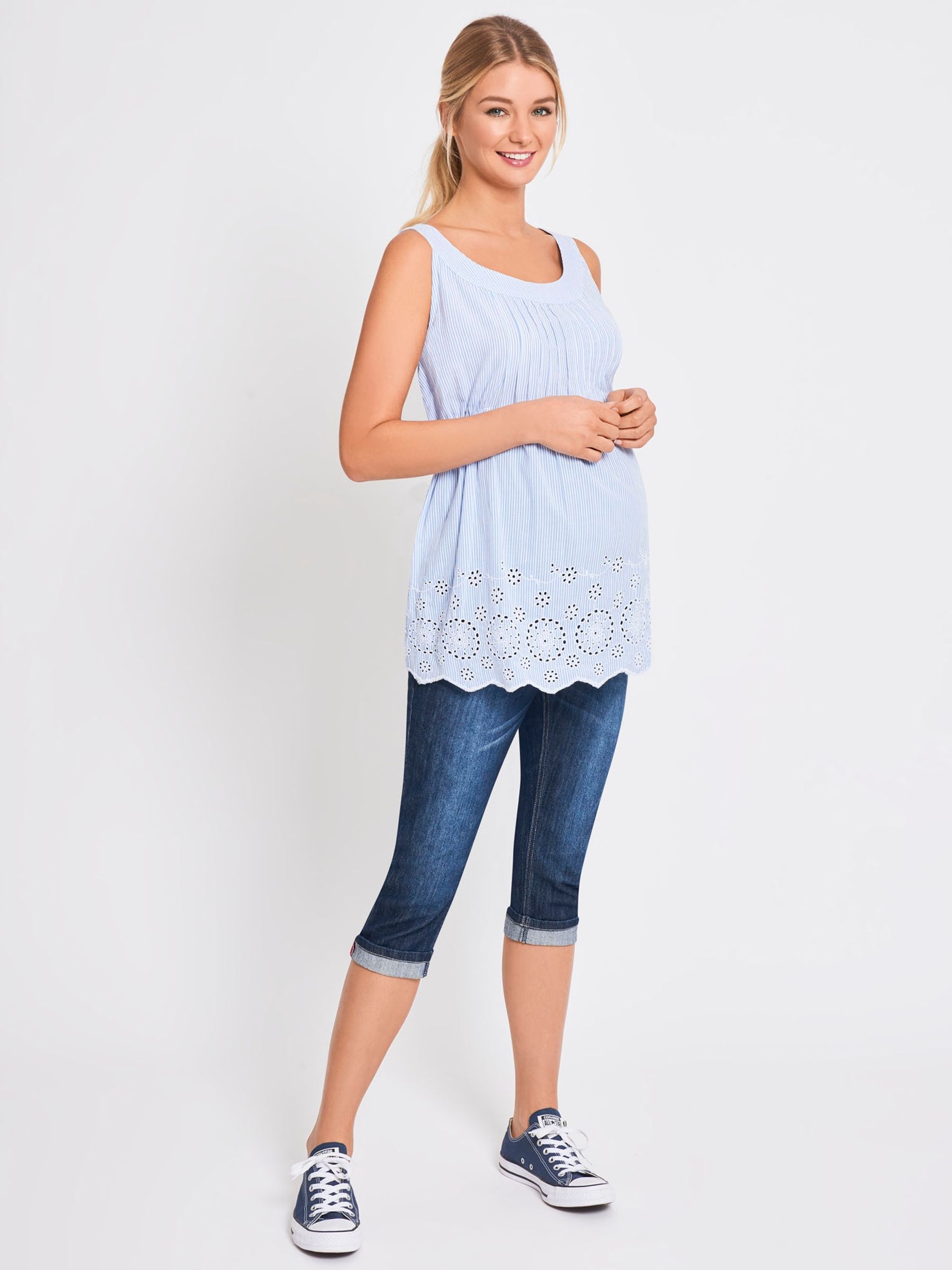 Indigo Mid Wash Cropped Maternity Turn-Ups - Image 2 of 5