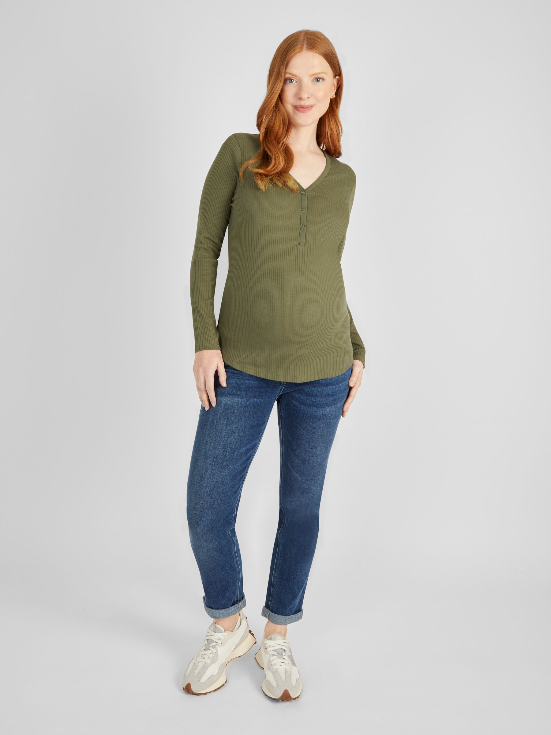 Khaki Ribbed Jersey Maternity Top - Image 3 of 4