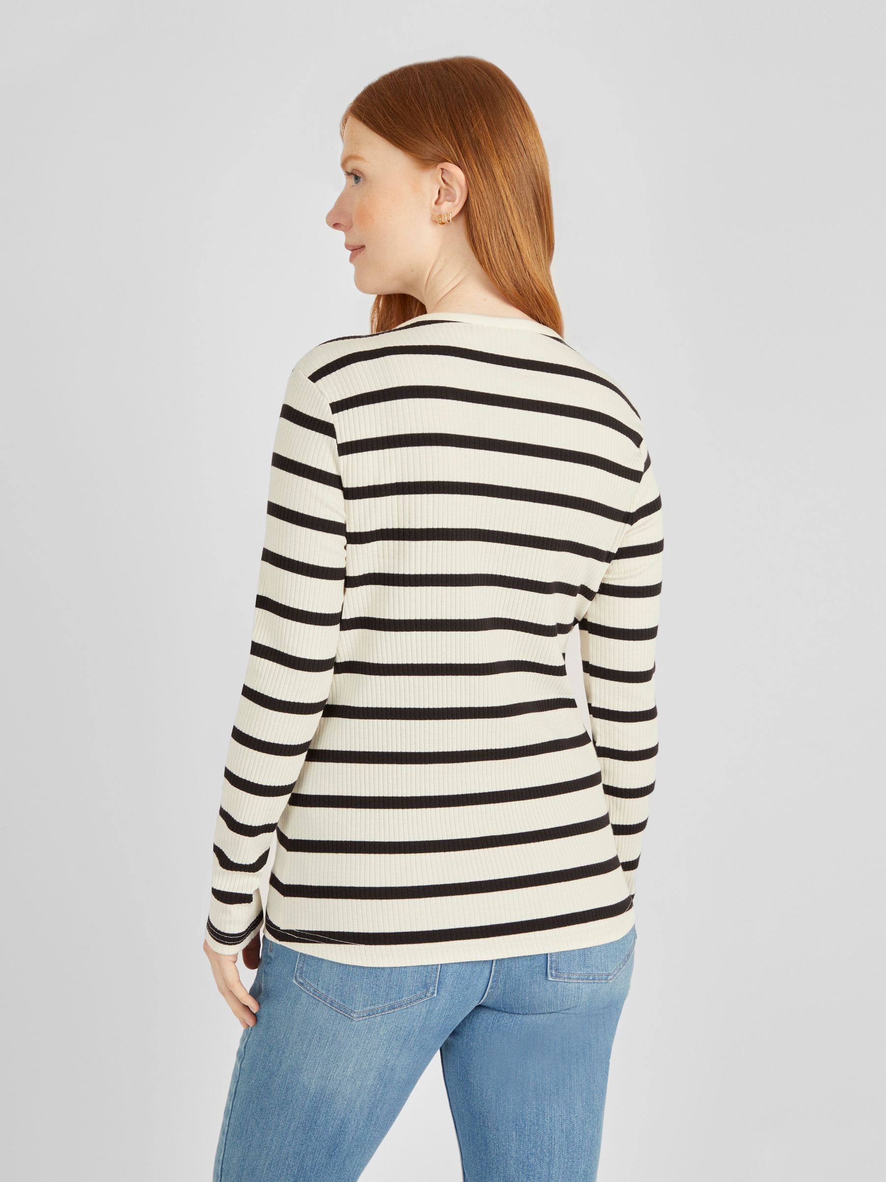 Cream Stripe Ribbed Jersey Maternity Top - Image 2 of 4
