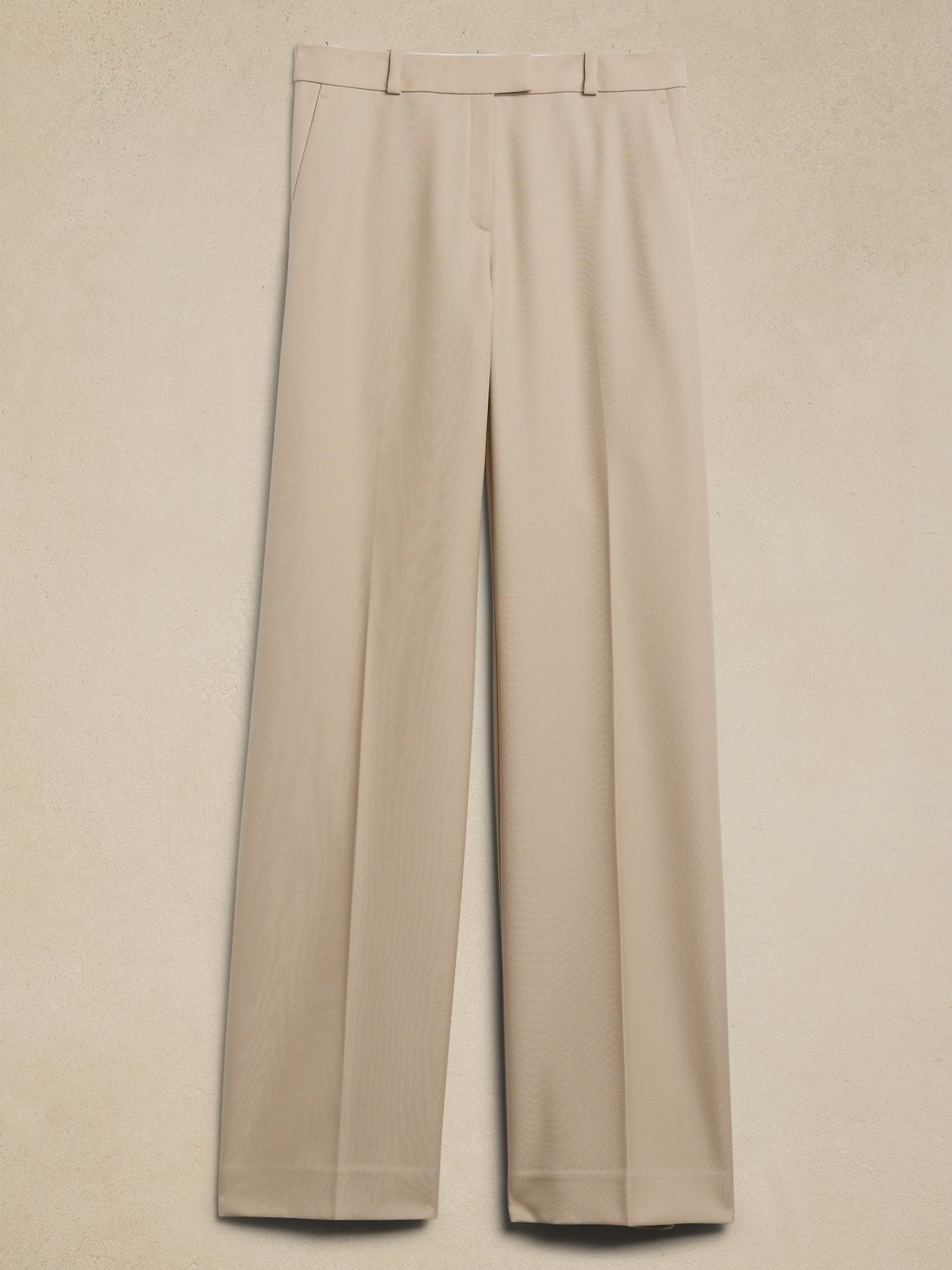 Banana Republic Cream Lido Wide Leg Italian Wool Trousers - Image 3 of 4