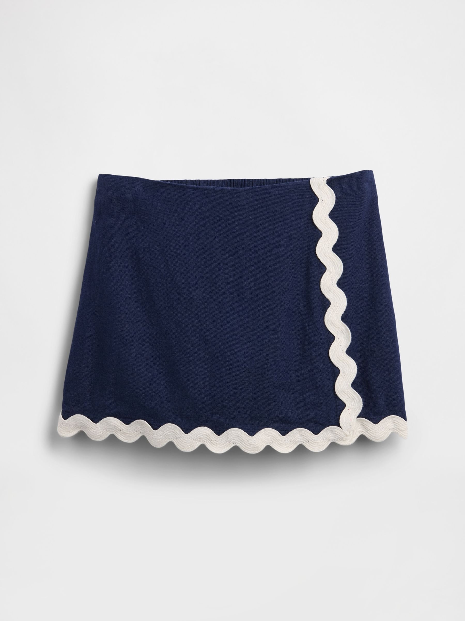 Navy Pull On Linen-Blend Skort - Image 1 of 3