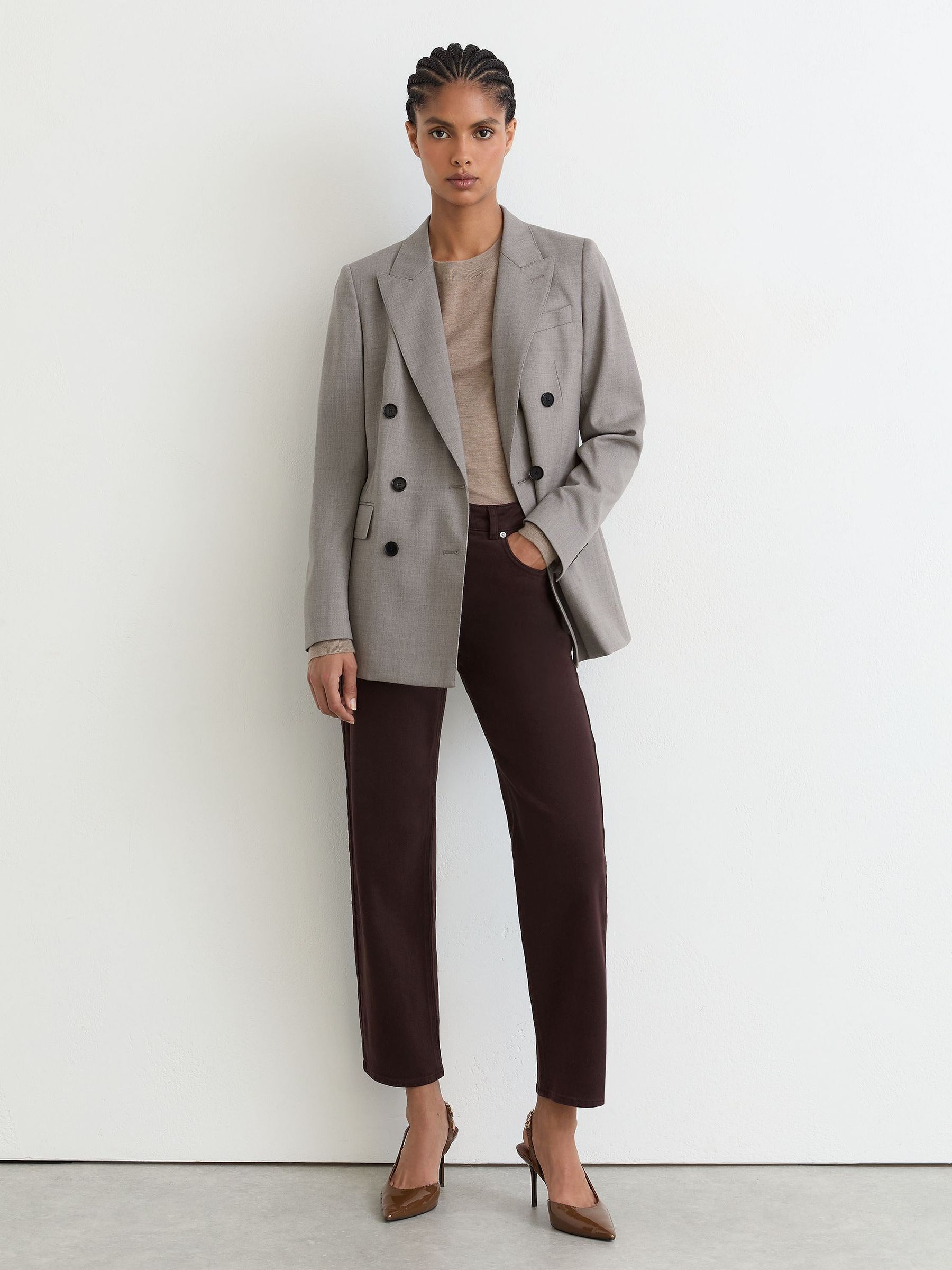 Petite Mid-Rise Straight-Leg Jeans in Grape - Image 1 of 7