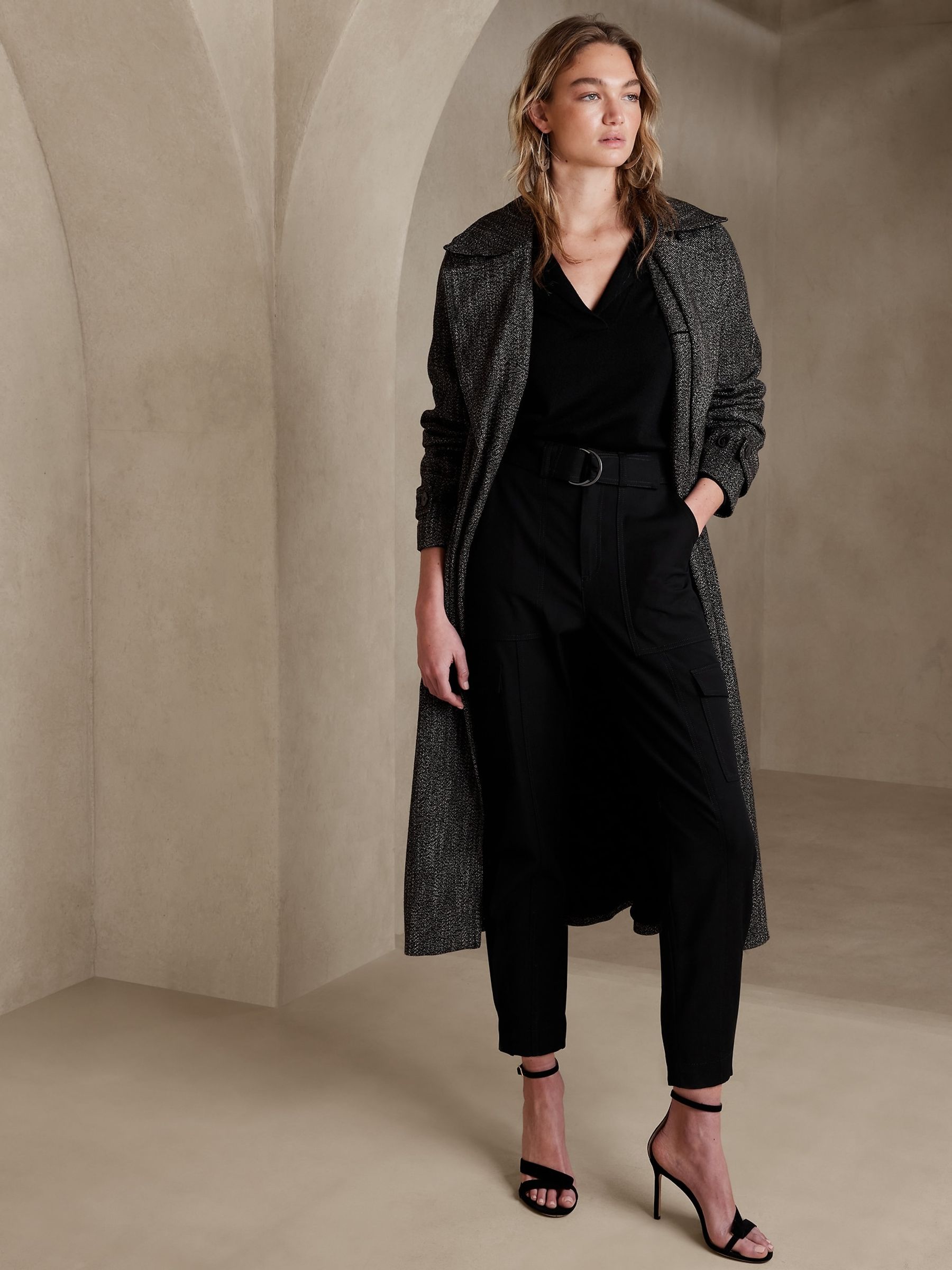Banana Republic Black Slim Refined Stretch Cargo Trousers - Image 3 of 5