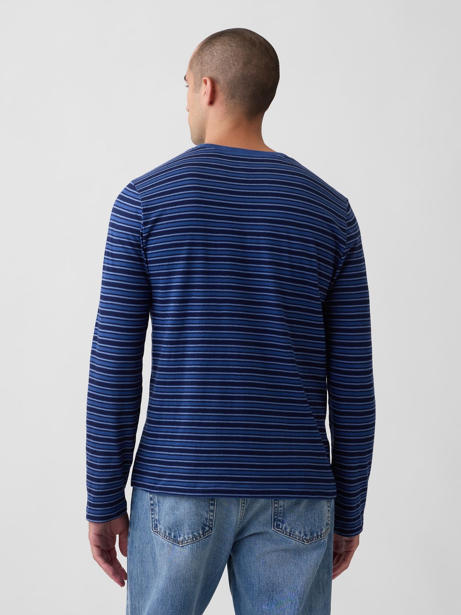 Blue Stripe Everyday Soft Relaxed Stripe Long Sleeve T-Shirt - Image 2 of 4