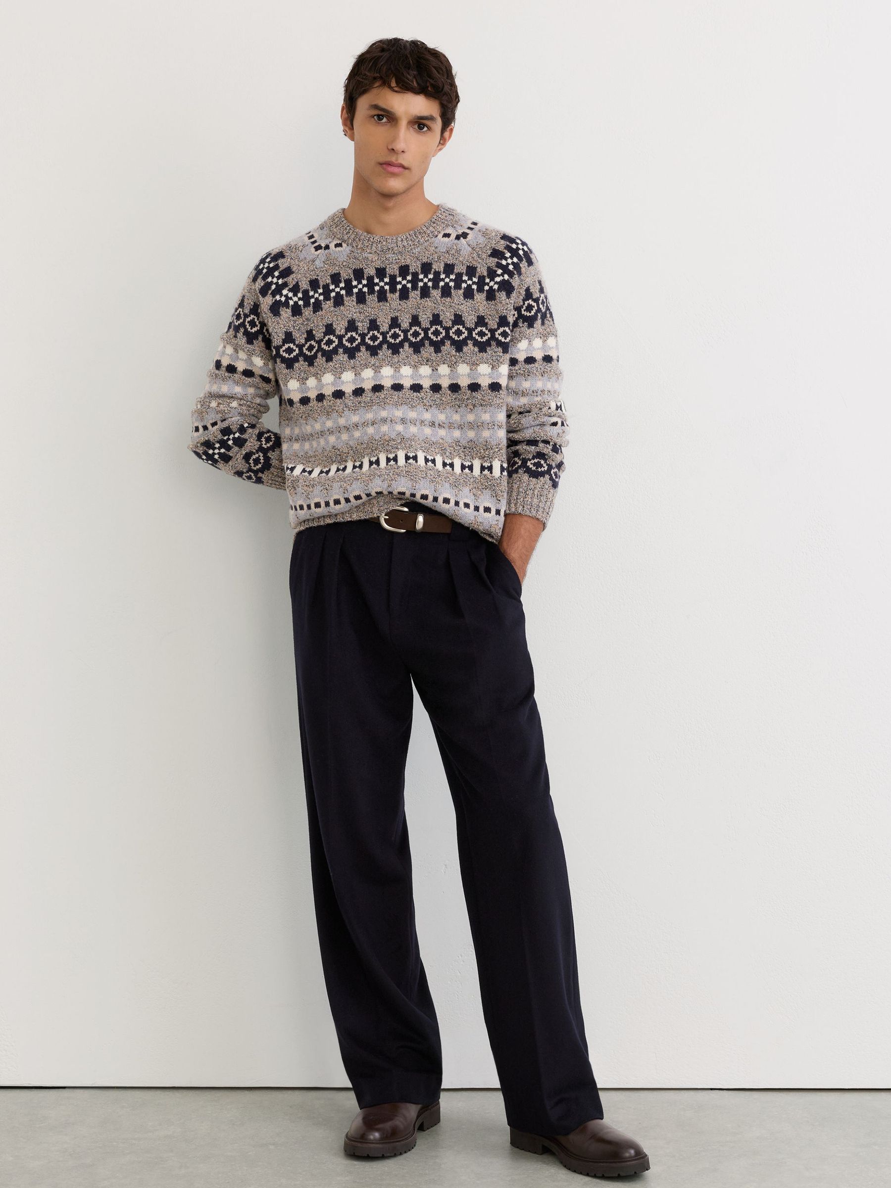 Wool-Blend Tweed-Jacquard Crew-Neck Jumper in Soft Blue - Image 3 of 7