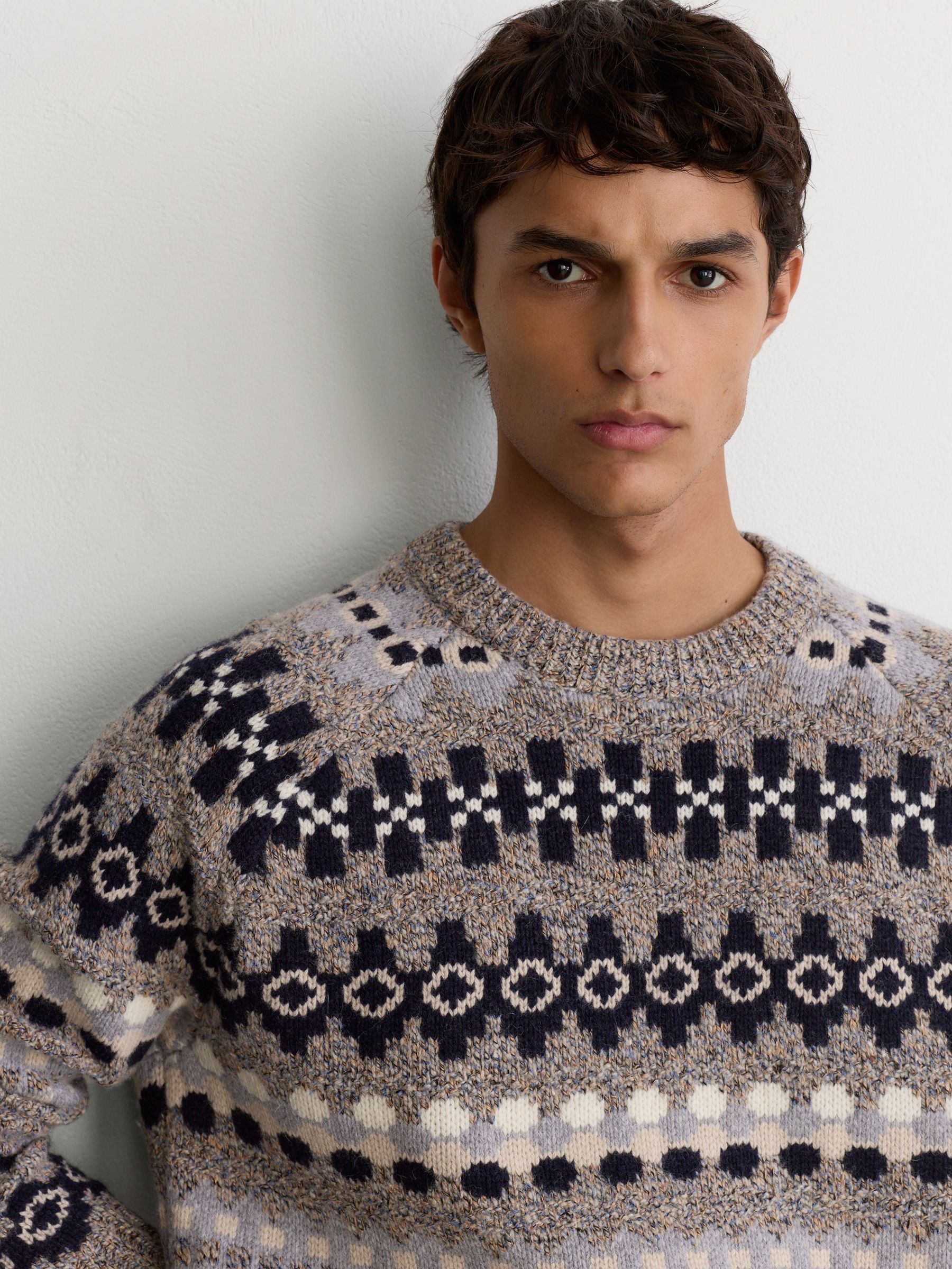 Wool-Blend Tweed-Jacquard Crew-Neck Jumper in Soft Blue - Image 4 of 7