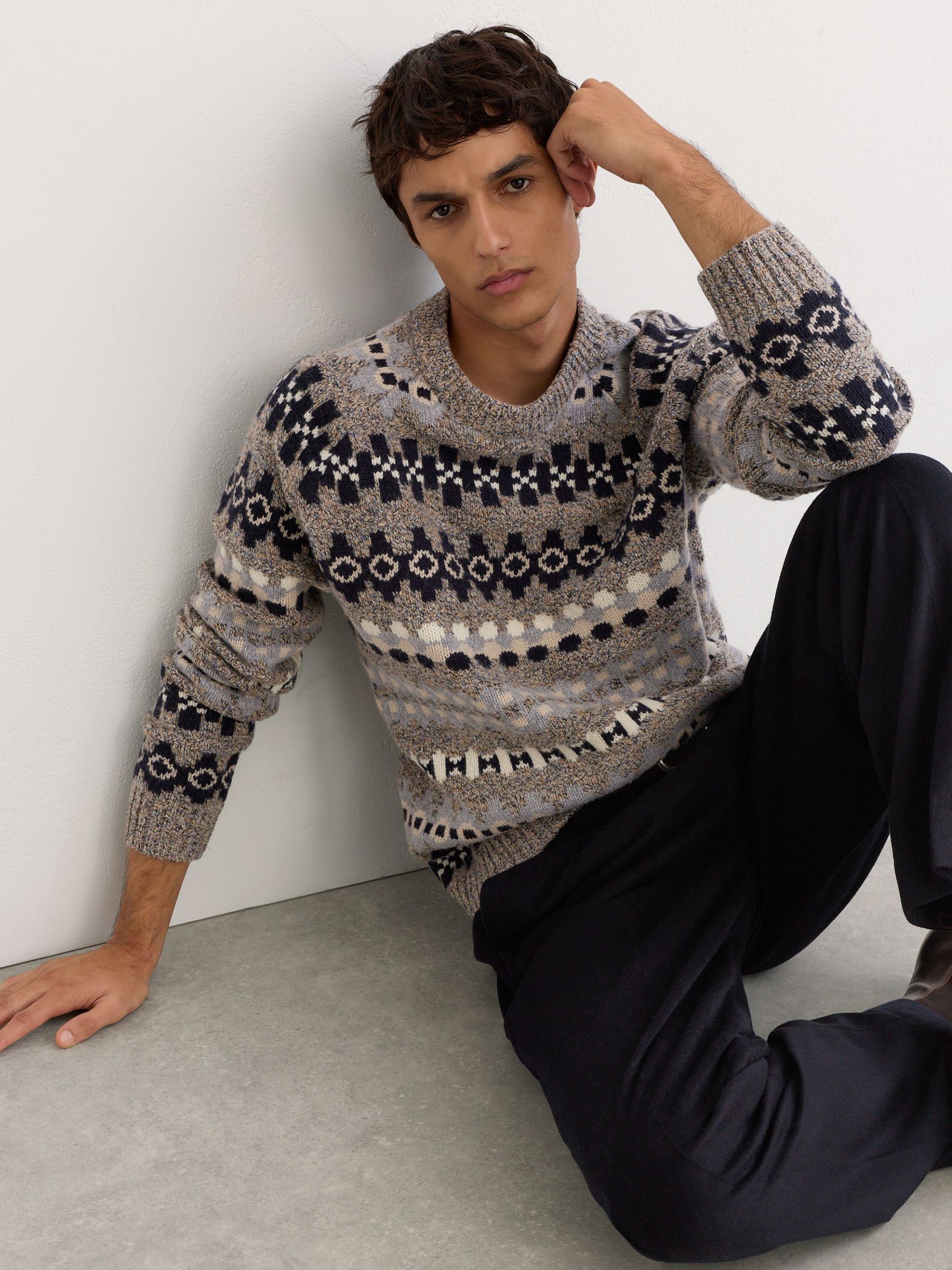 Wool-Blend Tweed-Jacquard Crew-Neck Jumper in Soft Blue - Image 5 of 7