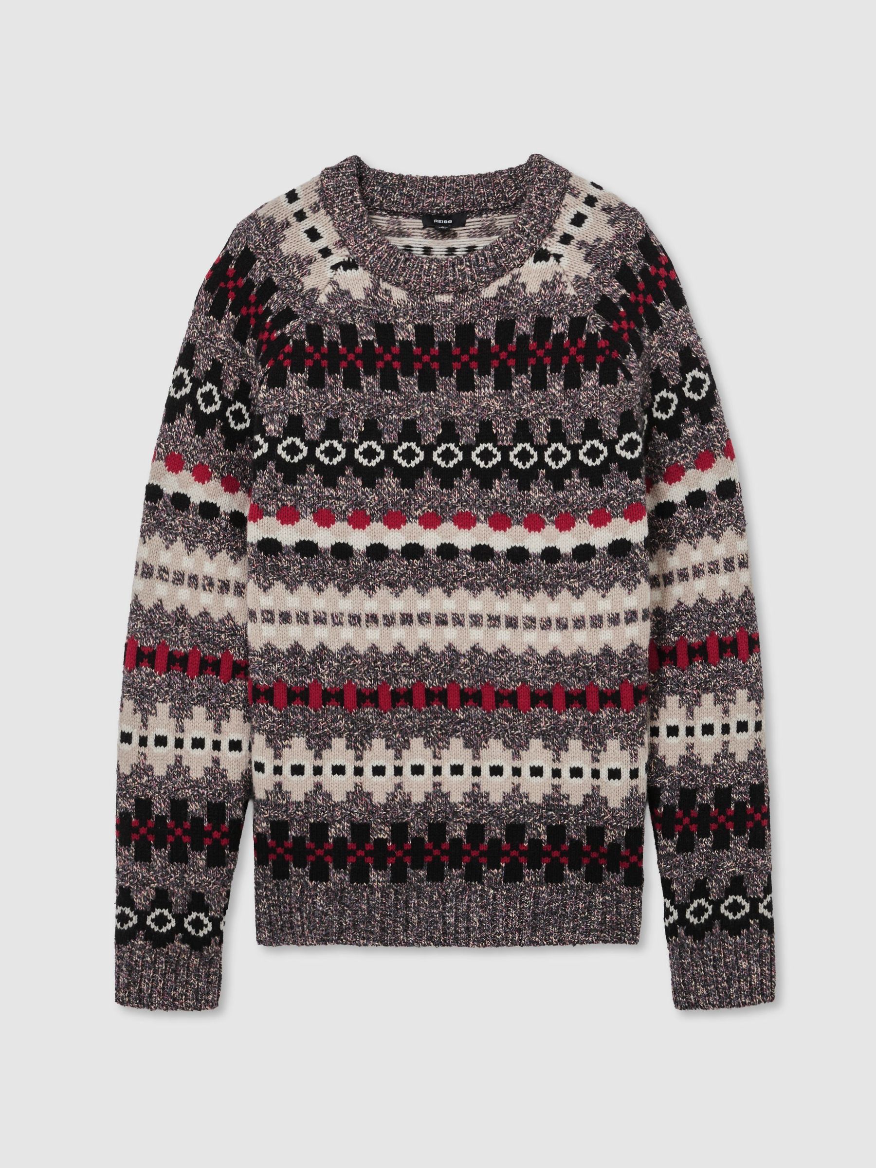Wool-Blend Tweed-Jacquard Crew-Neck Jumper in Maroon Red - Image 2 of 6