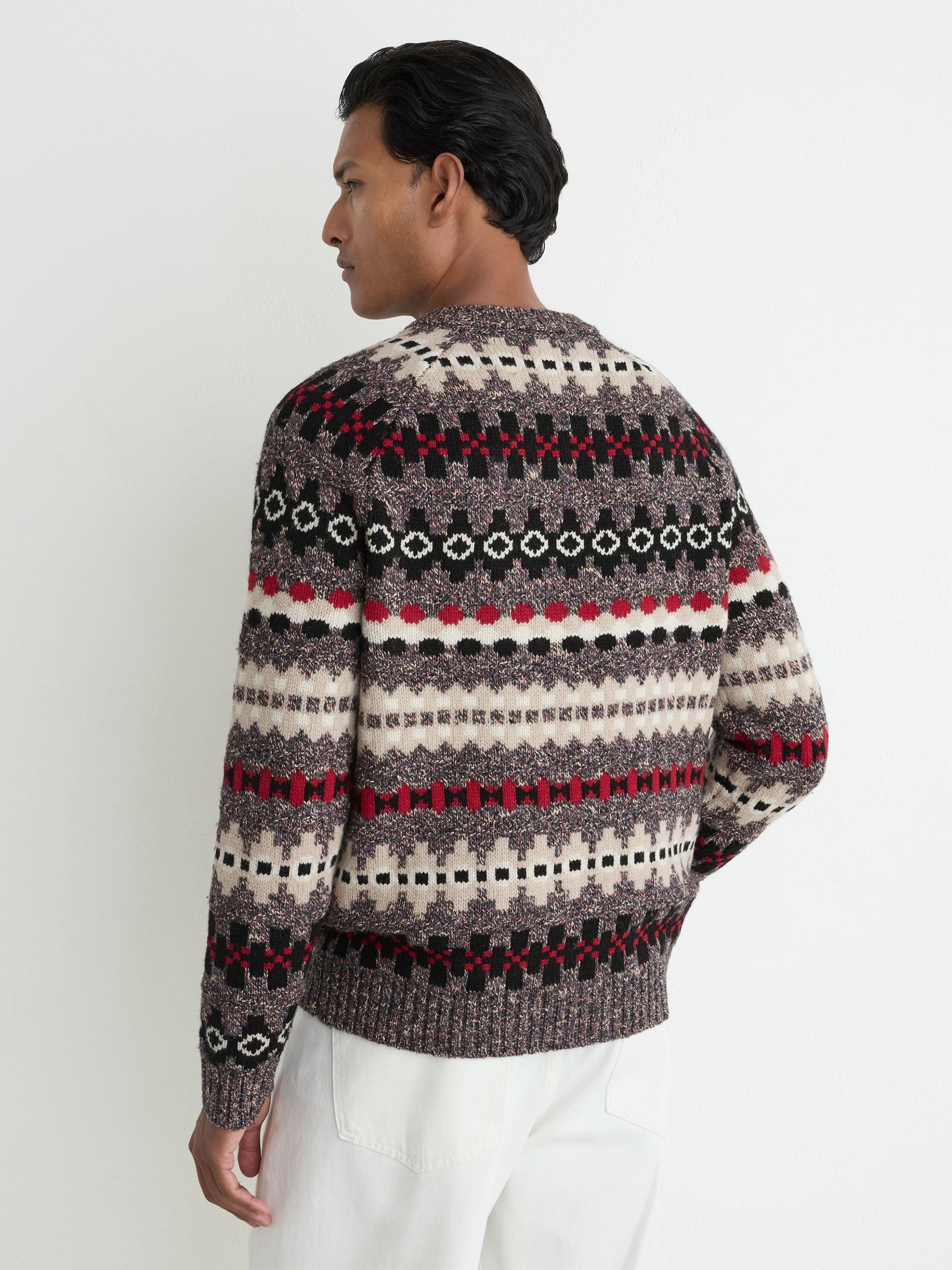 Wool-Blend Tweed-Jacquard Crew-Neck Jumper in Maroon Red - Image 6 of 6