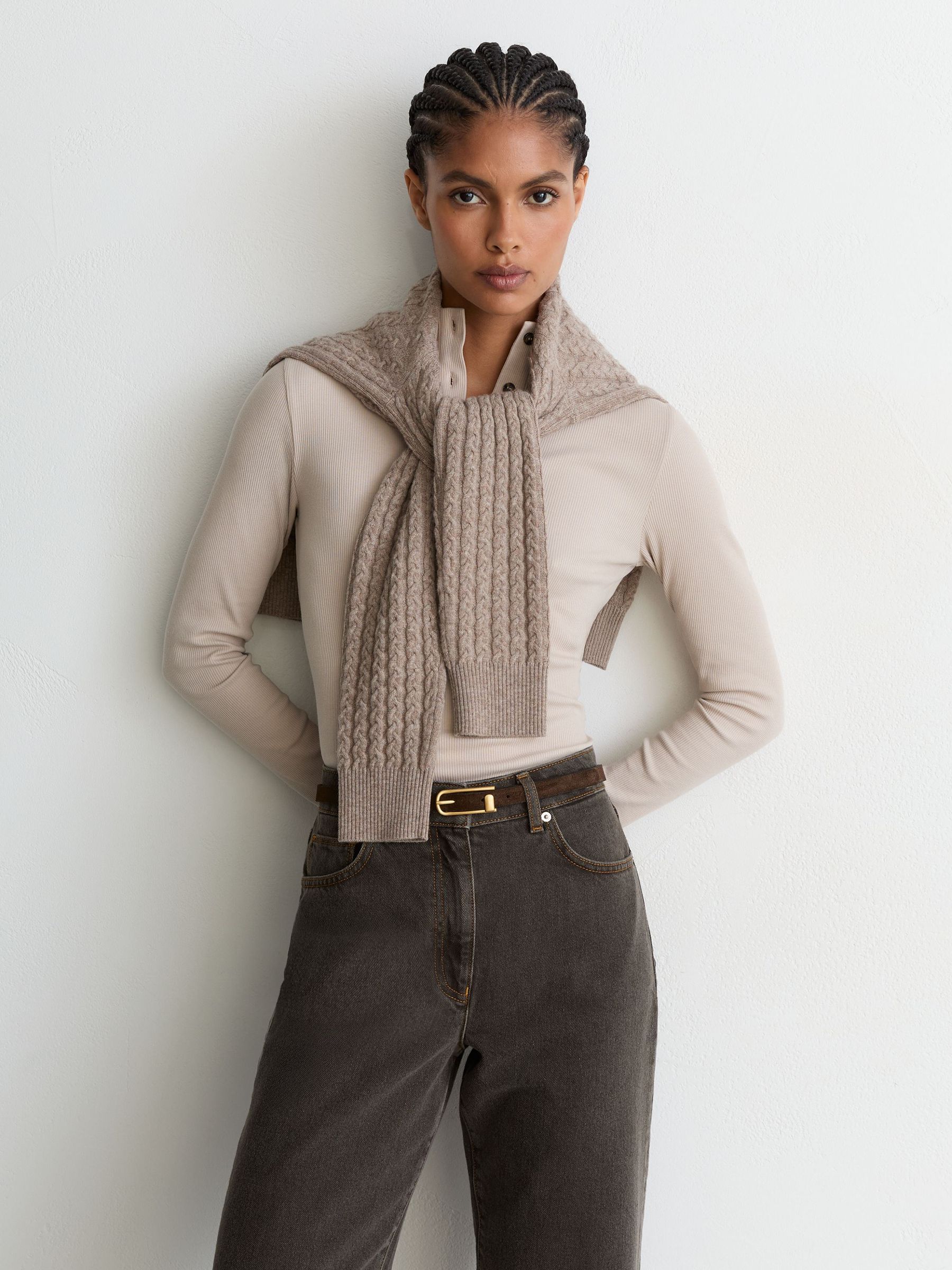 Petite Mid-Rise Straight-Leg Jeans in Mushroom Brown - Image 4 of 7