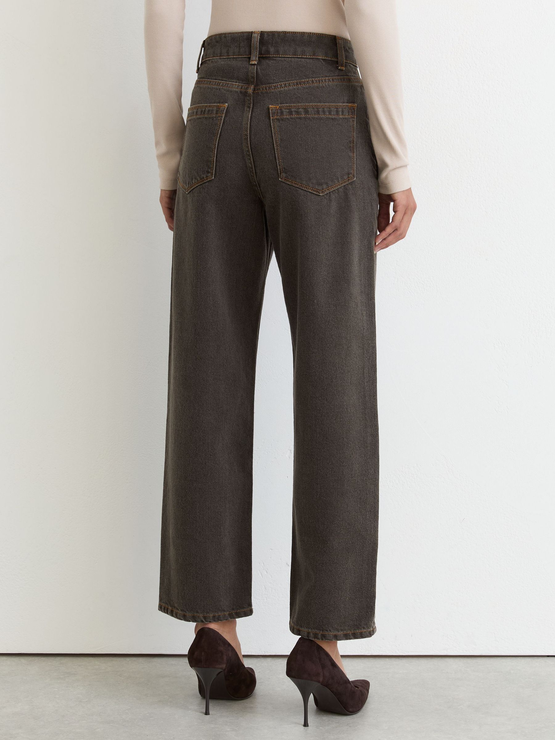 Petite Mid-Rise Straight-Leg Jeans in Mushroom Brown - Image 5 of 7