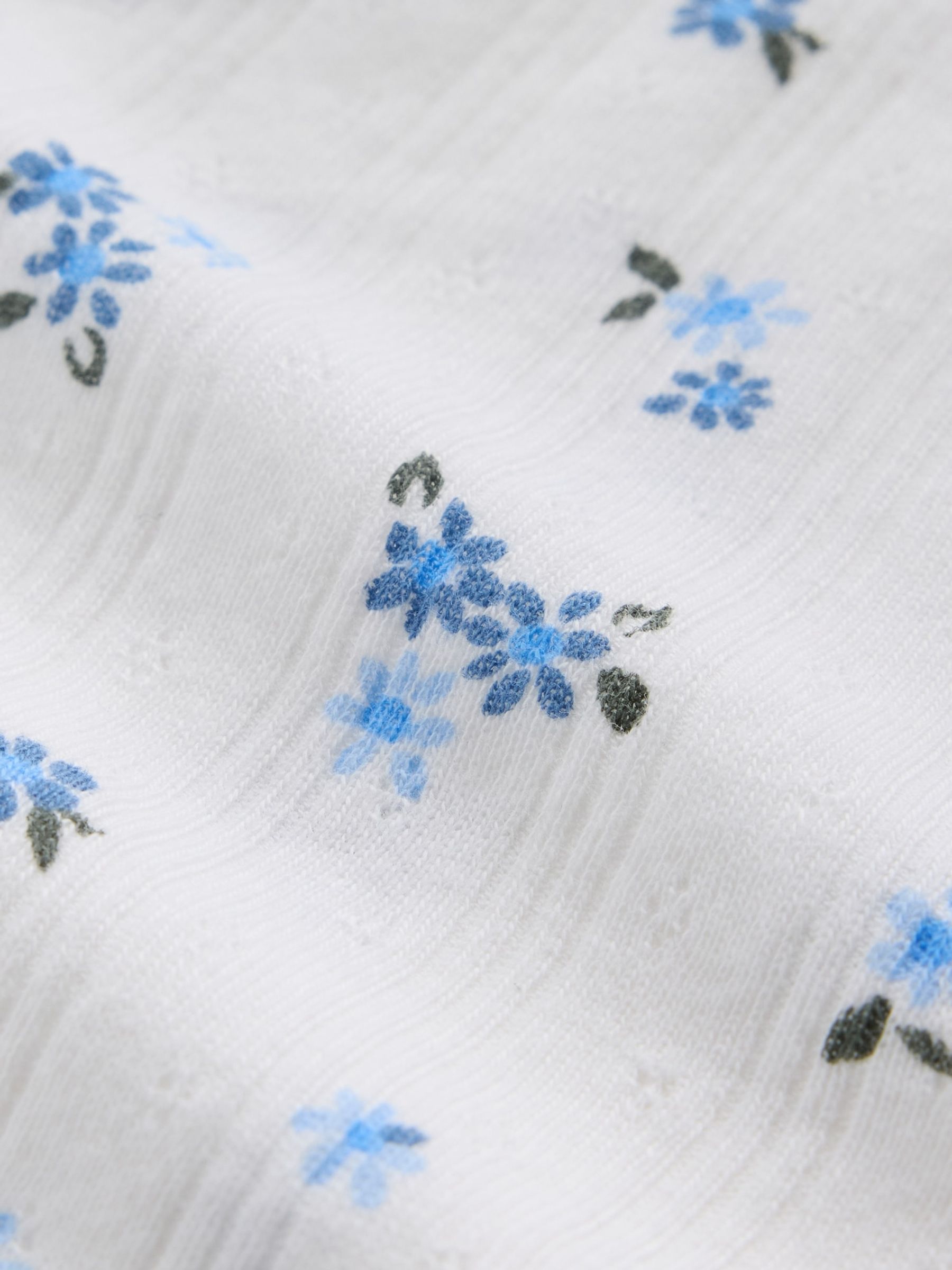 Blue Floral Pointelle Rib Cardigan - Image 5 of 5