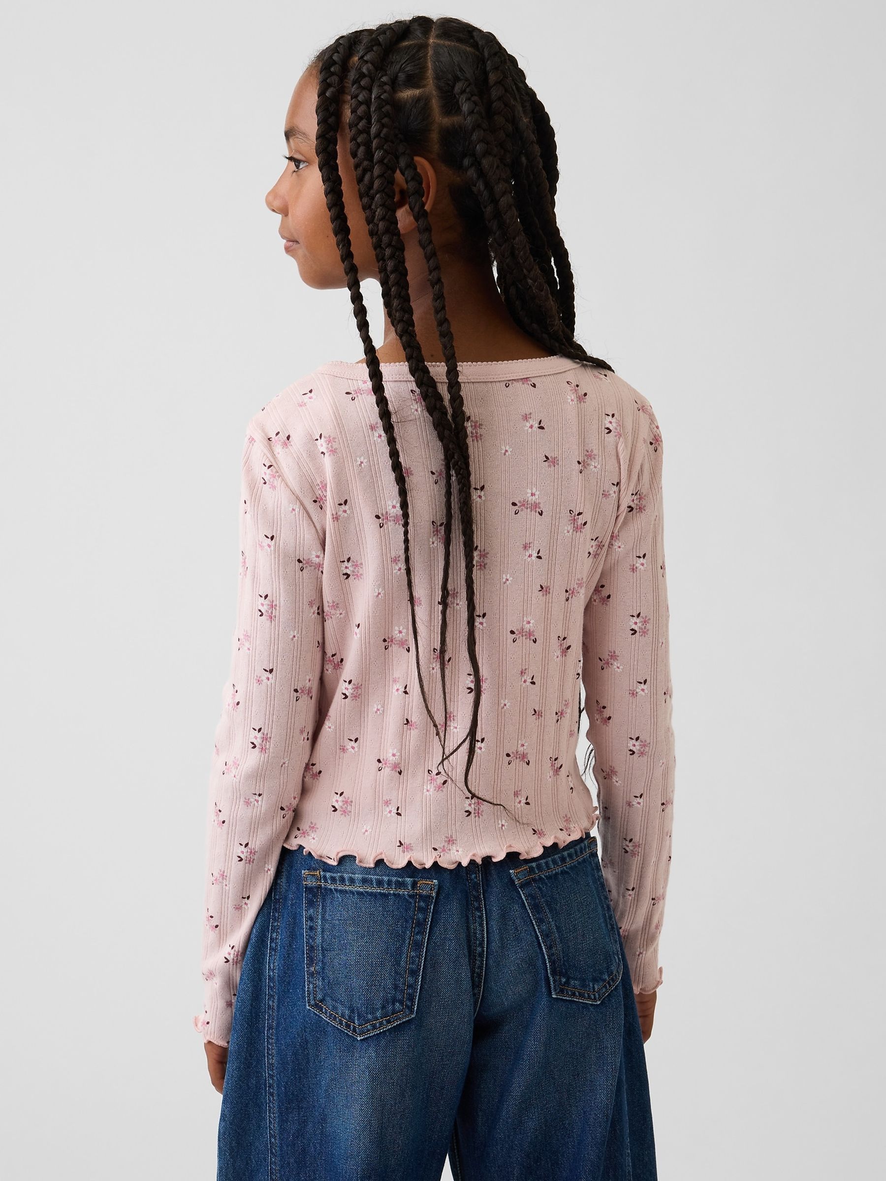 Pink Floral Pointelle Rib Cardigan - Image 2 of 5