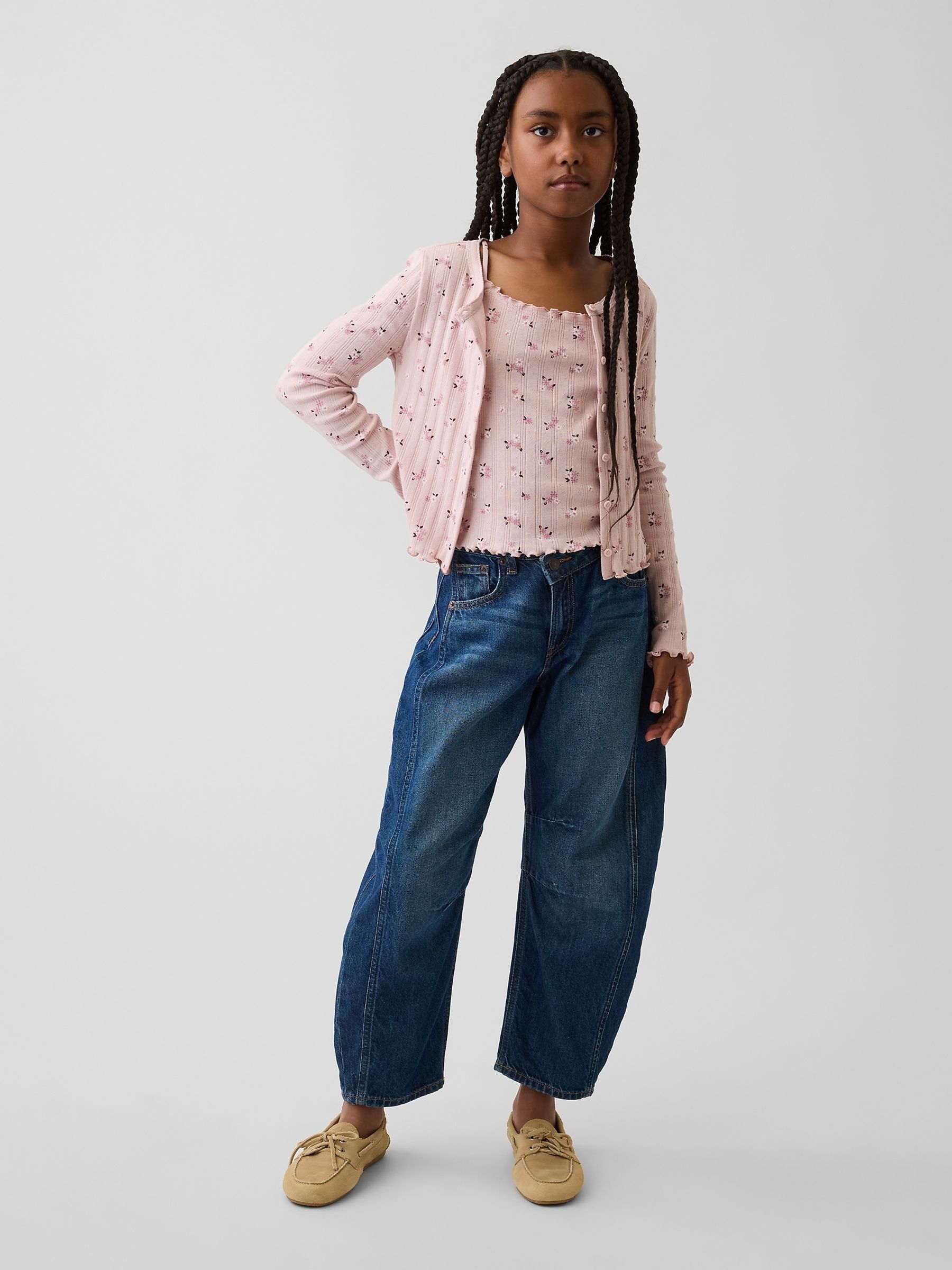 Pink Floral Pointelle Rib Cardigan - Image 3 of 5